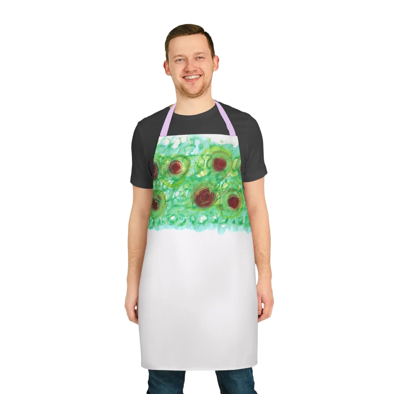 Abstract Apron Green Echo – Artistic Kitchen Chef Gift - Laure Leprince - Artiste Peintre