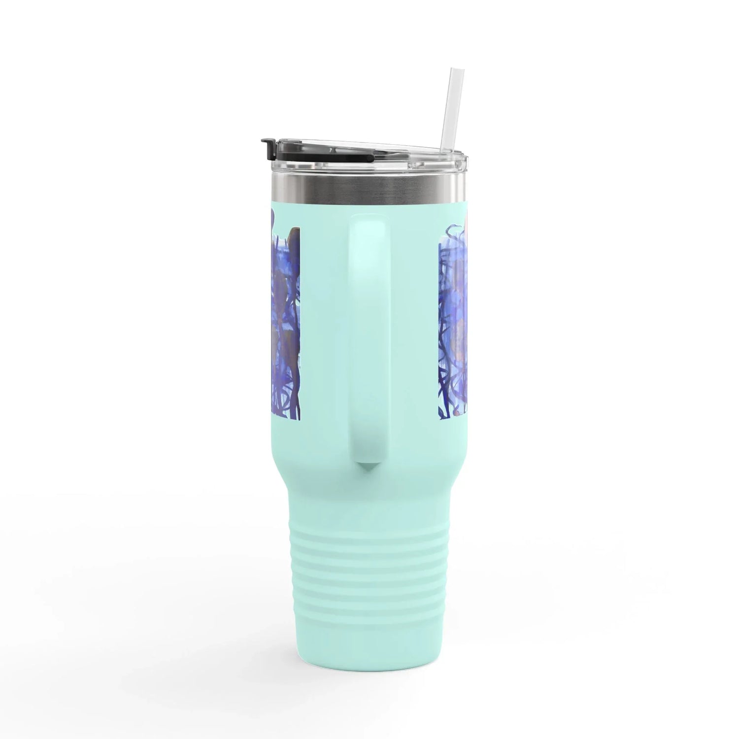 40oz Insulated Travel Mug – Silence Indigo Watercolor Design - Laure Leprince - Artiste Peintre