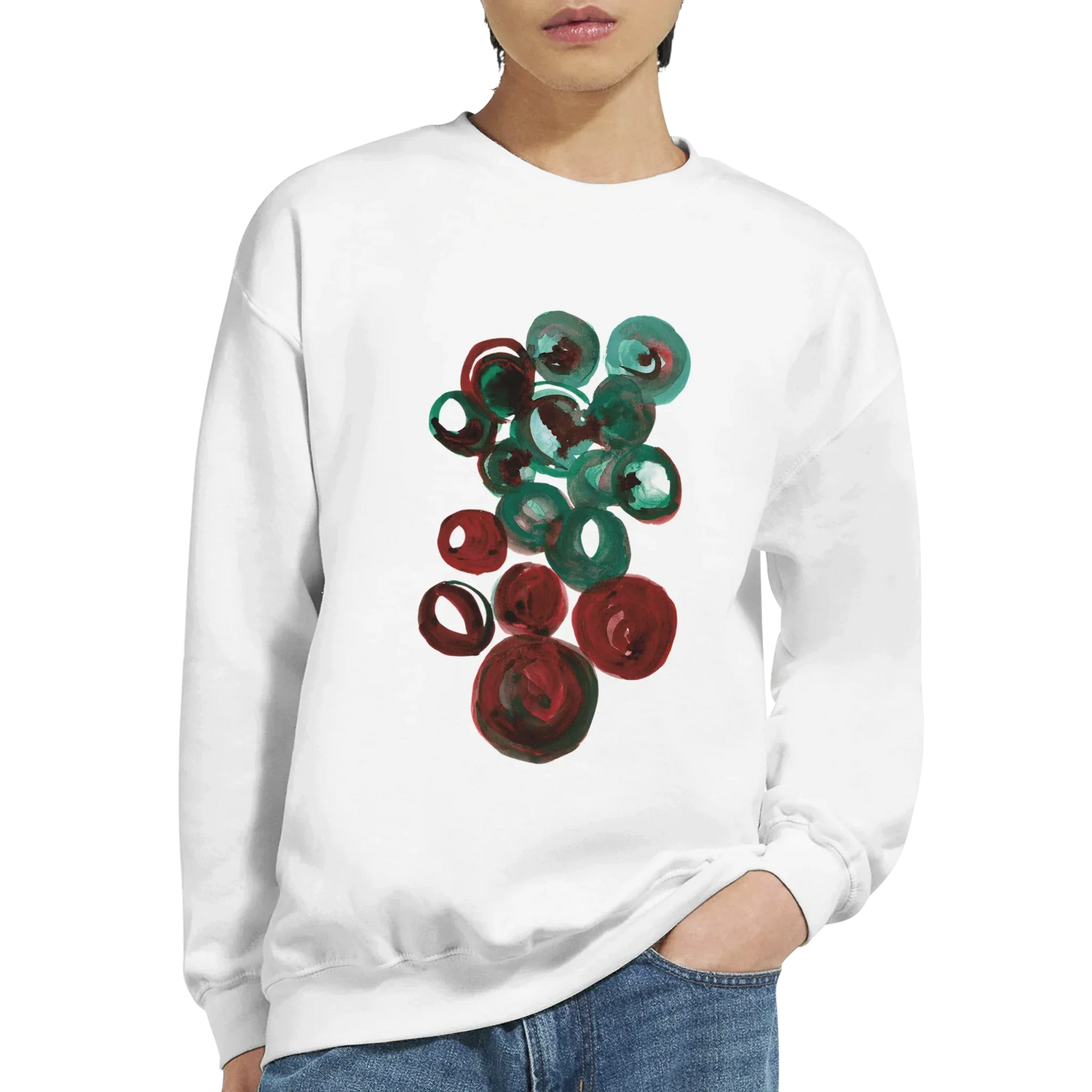 Sweatshirt Unisexe Classique Resonance Emeraude – Impression Artistique Multicolore - Laure Leprince - Artiste Peintre