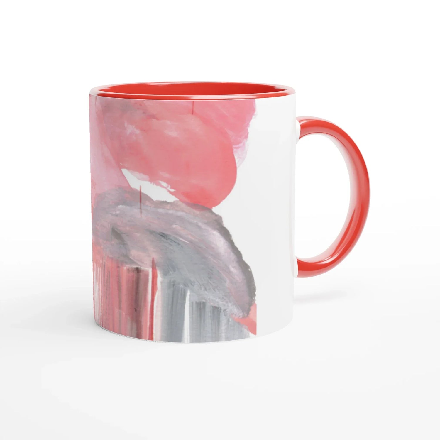 White 11oz Ceramic Mug with Color Inside Blush Cascade - Laure Leprince - Artiste Peintre