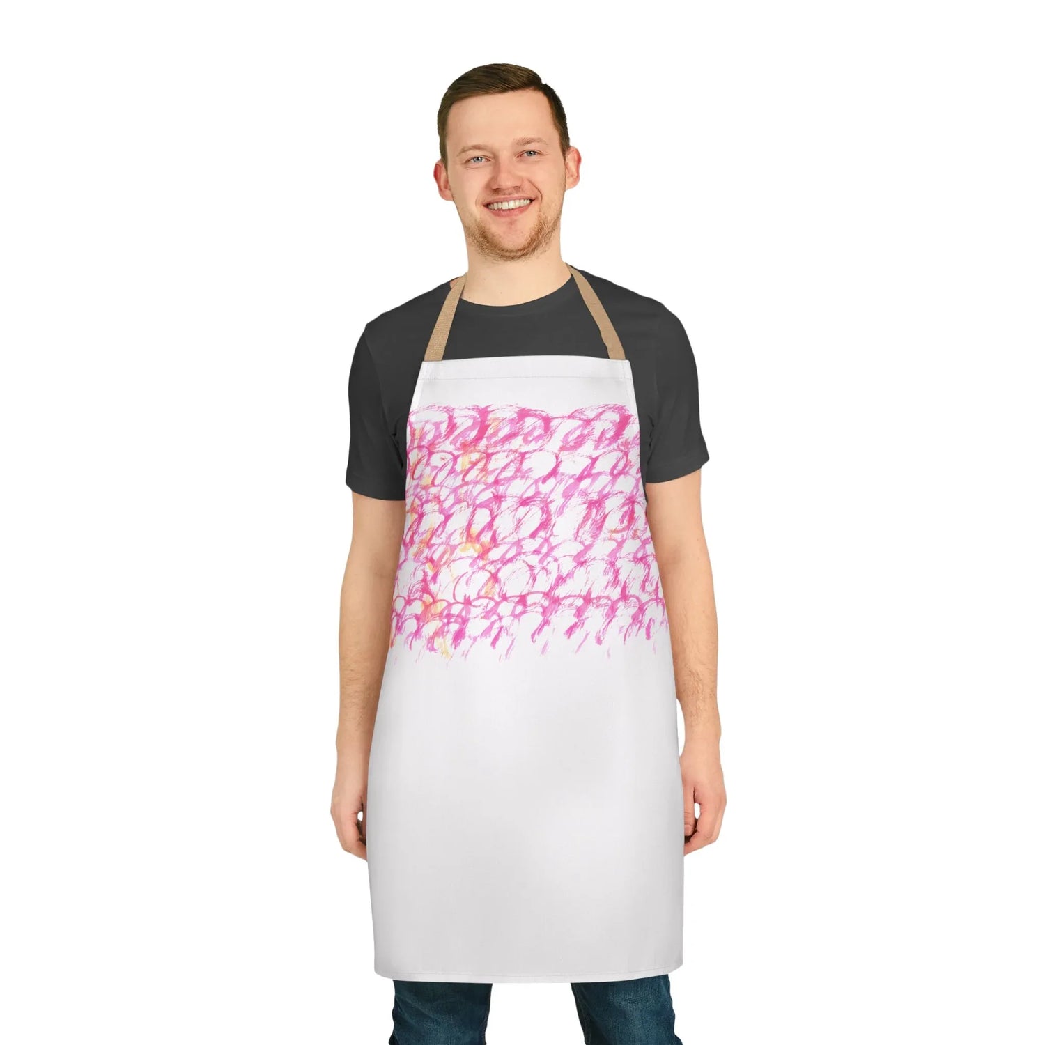 Abstract Apron Pink Waves – Artistic Kitchen Chef Gift - Laure Leprince - Artiste Peintre