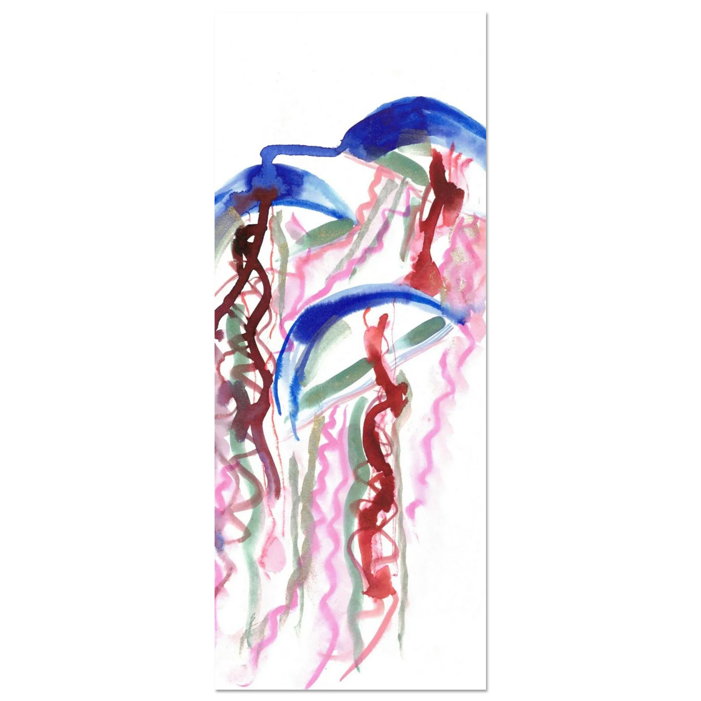 Abstract Jellyfish Dance Premium Matte Paper Poster - Dynamic Watercolor Art - Laure Leprince - Artiste Peintre