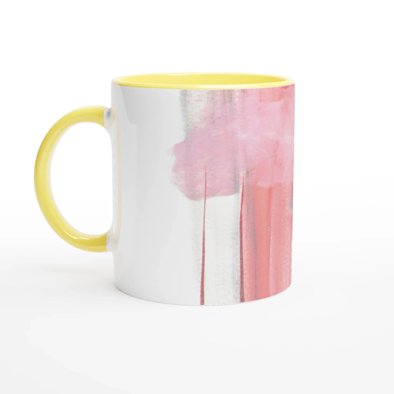White 11oz Ceramic Mug with Color Inside Blush Cascade - Laure Leprince - Artiste Peintre