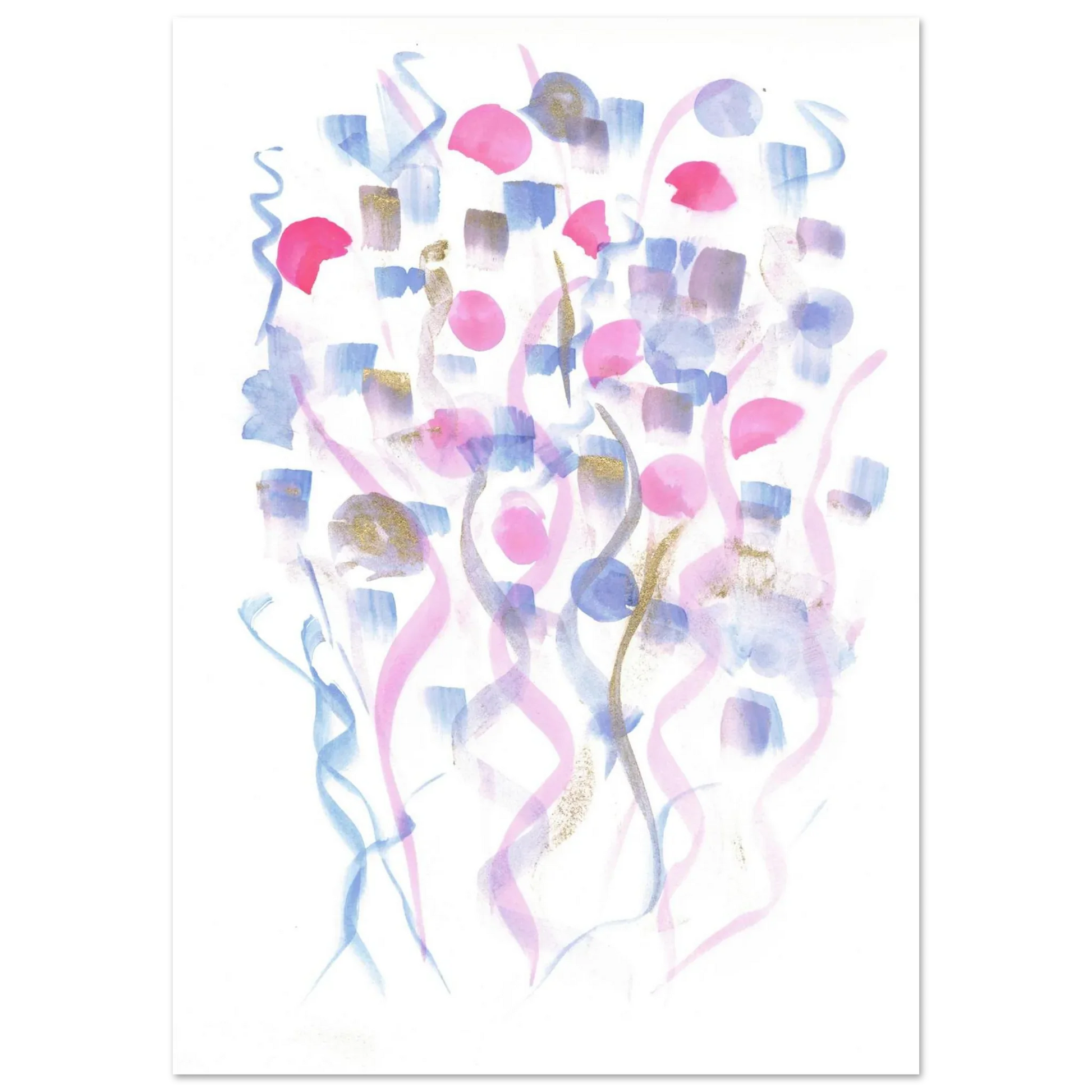 Abstract Watercolor Dreamscape Poster - Pastel Hues & Gold Flecks RDJ3-1 - Laure Leprince - Artiste Peintre