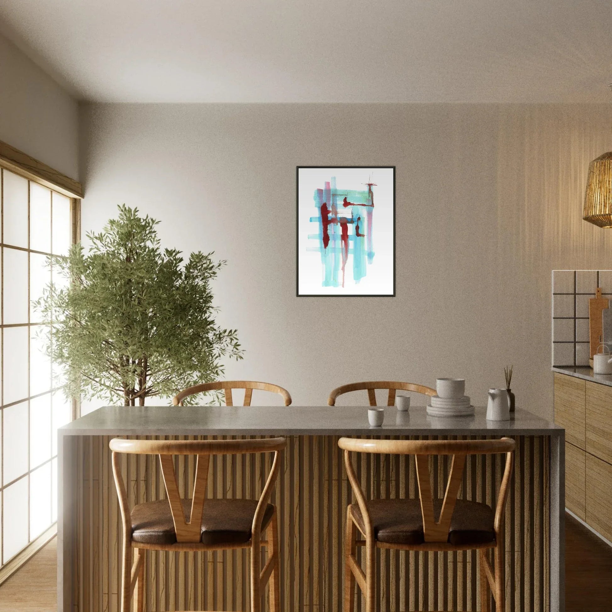 Classic Semi-Glossy Paper Metal Framed Poste Structures Liquides - Laure Leprince - Artiste Peintre