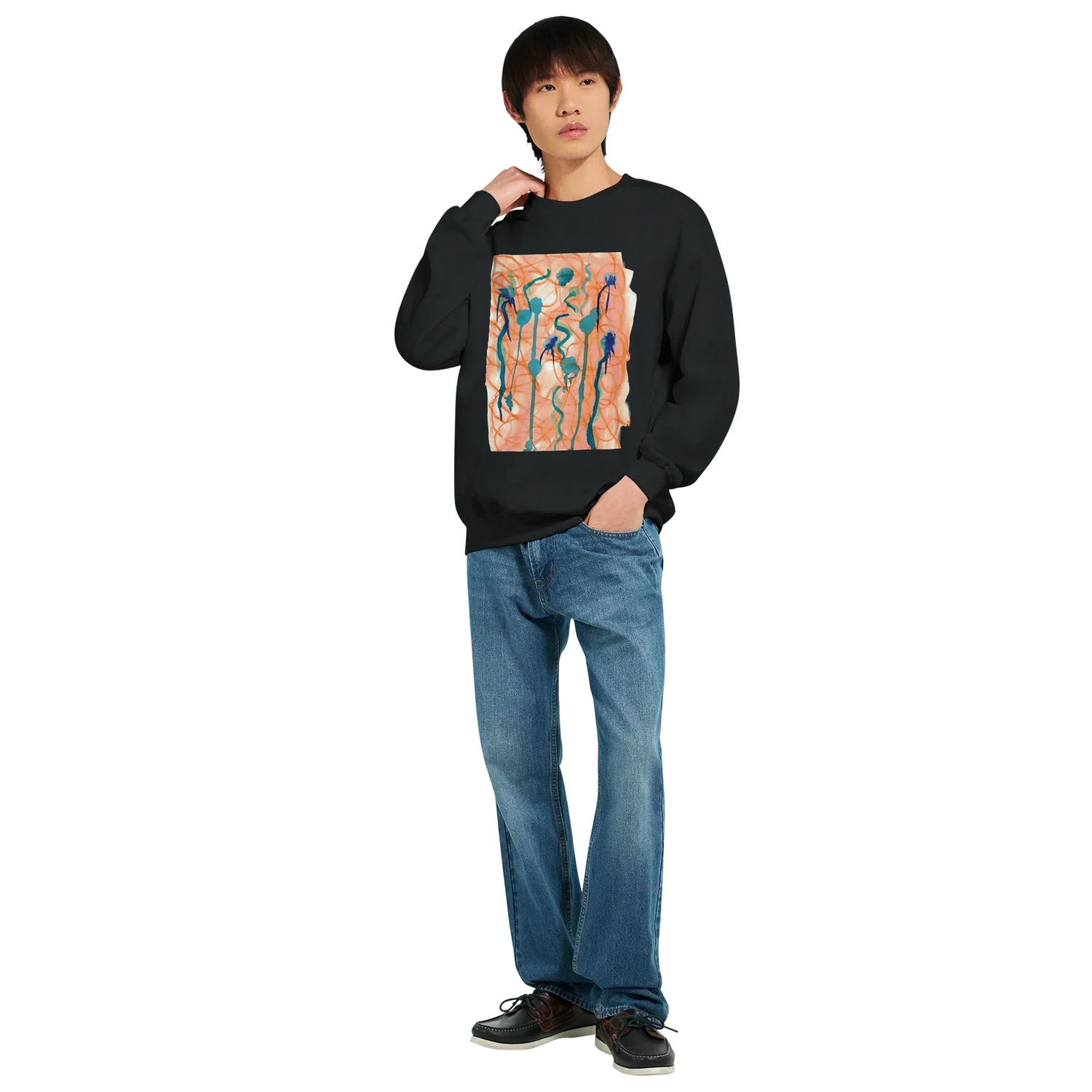 Sweatshirt Unisexe Classiques Saphir Ambre Impression Artistique Multicolore - Laure Leprince - Artiste Peintre