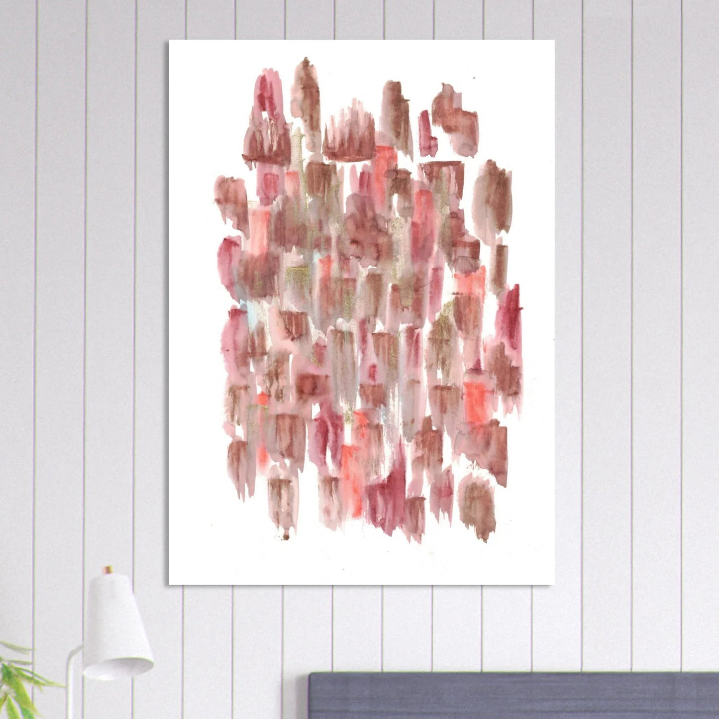 Abstract Watercolor Brushstrokes Matte Poster - Earthy Hues & Gold Flecks - Laure Leprince - Artiste Peintre