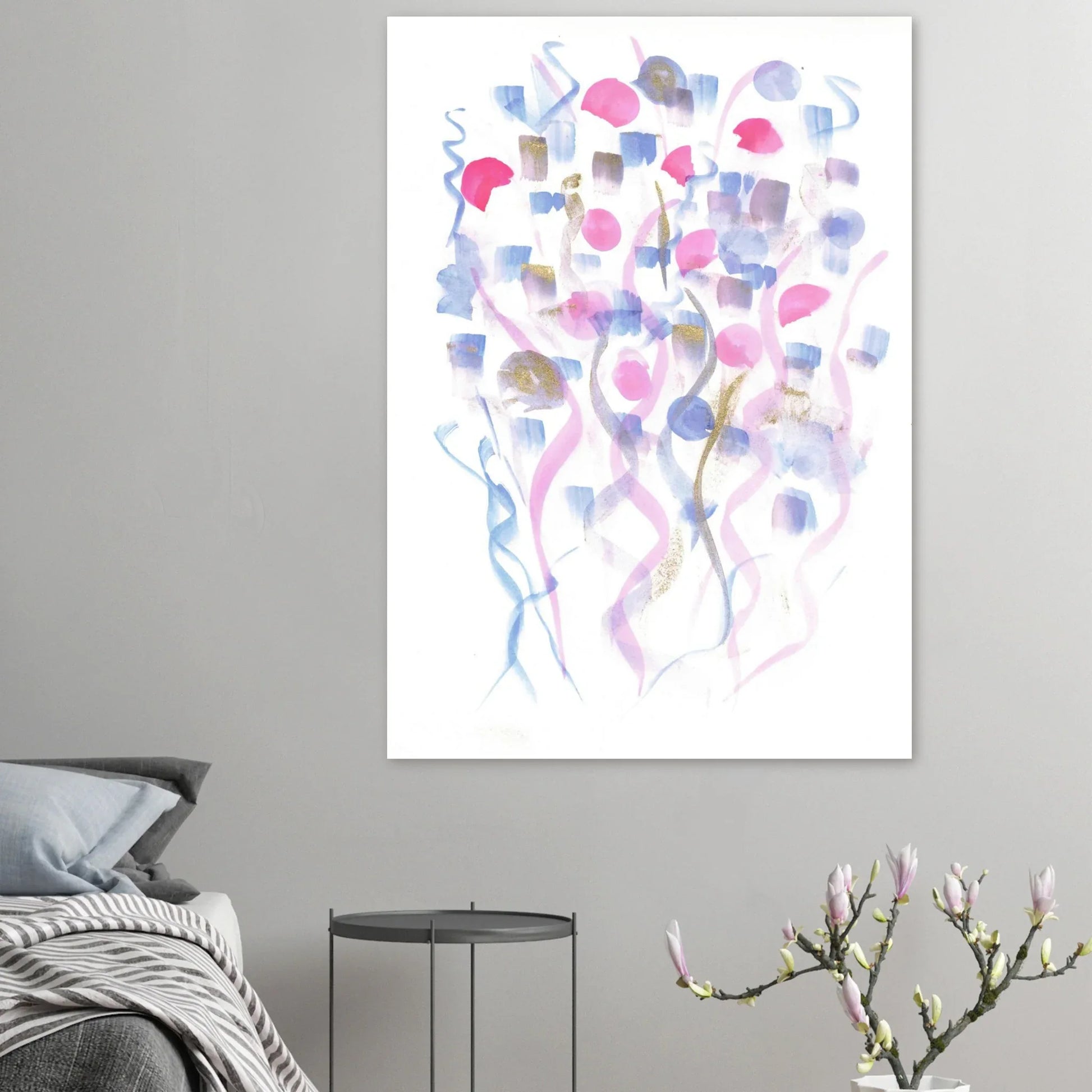 Abstract Watercolor Dreamscape Poster - Pastel Hues & Gold Flecks RDJ3-1 - Laure Leprince - Artiste Peintre