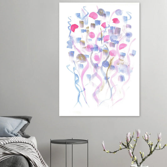 Abstract Watercolor Dreamscape Poster - Pastel Hues & Gold Flecks RDJ3-1 - Laure Leprince - Artiste Peintre