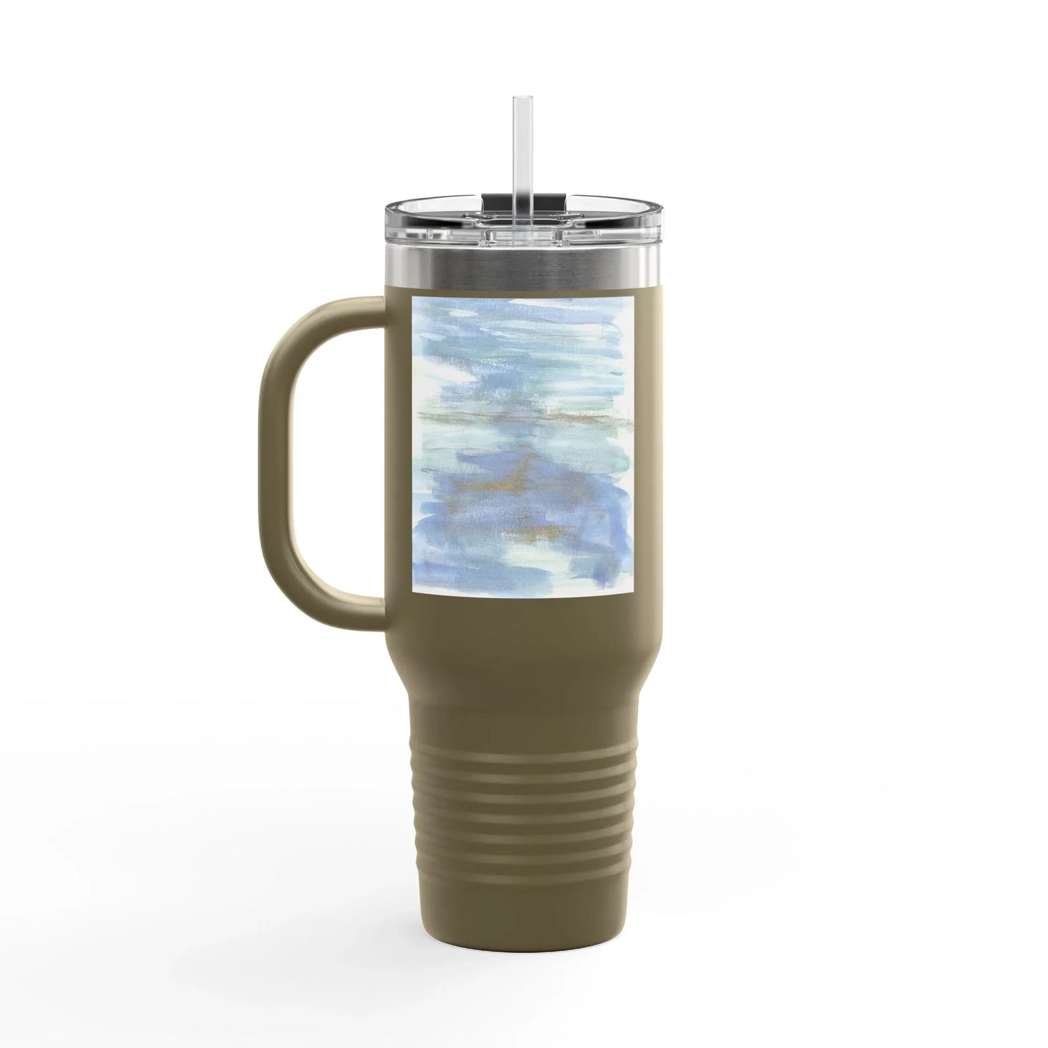 40oz Insulated Travel Mug – Silent Water Watercolor Design - Laure Leprince - Artiste Peintre