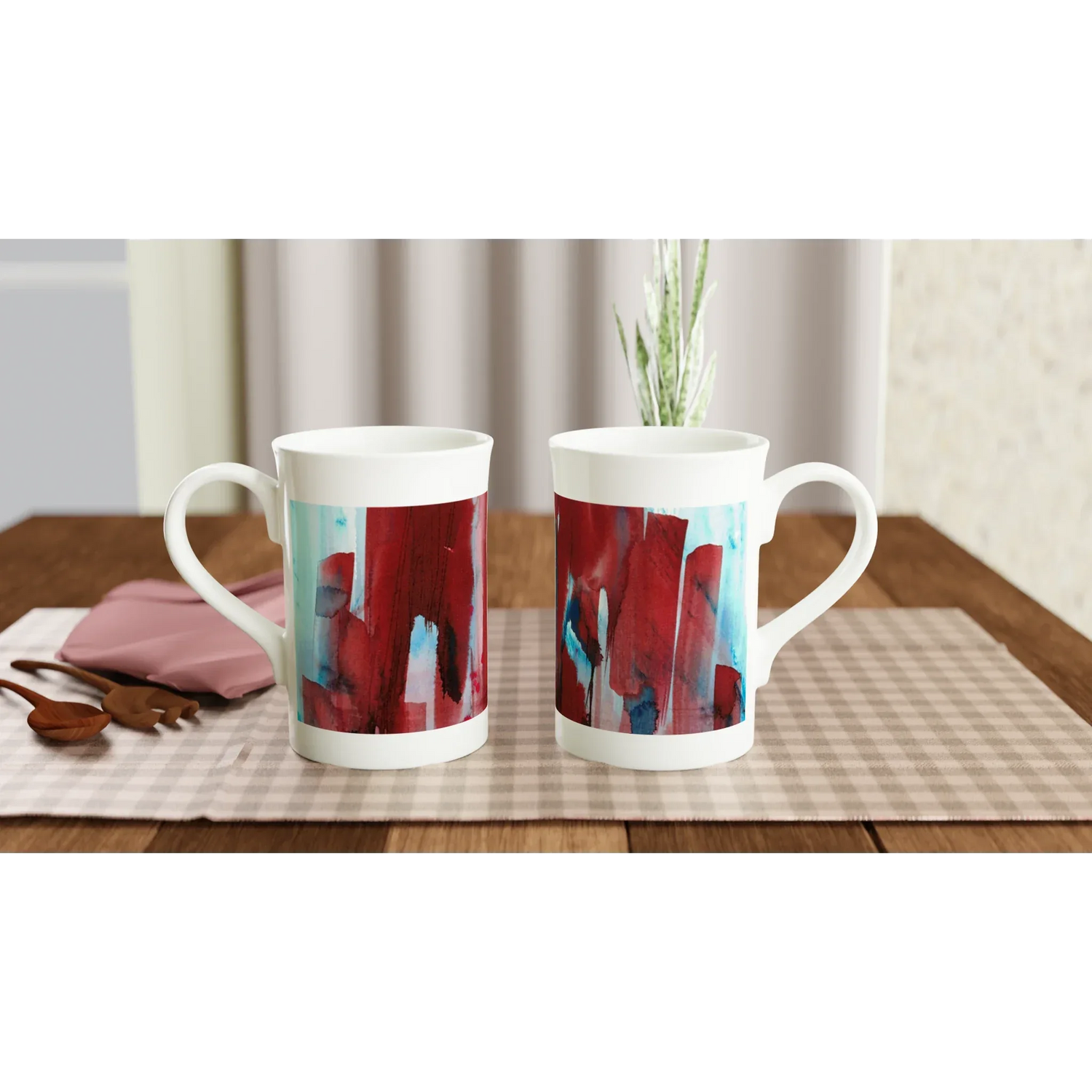 Mug en porcelaine blanche 30 cl Crimson Tower – Élégance et finesse intemporelle - Laure Leprince - Artiste Peintre