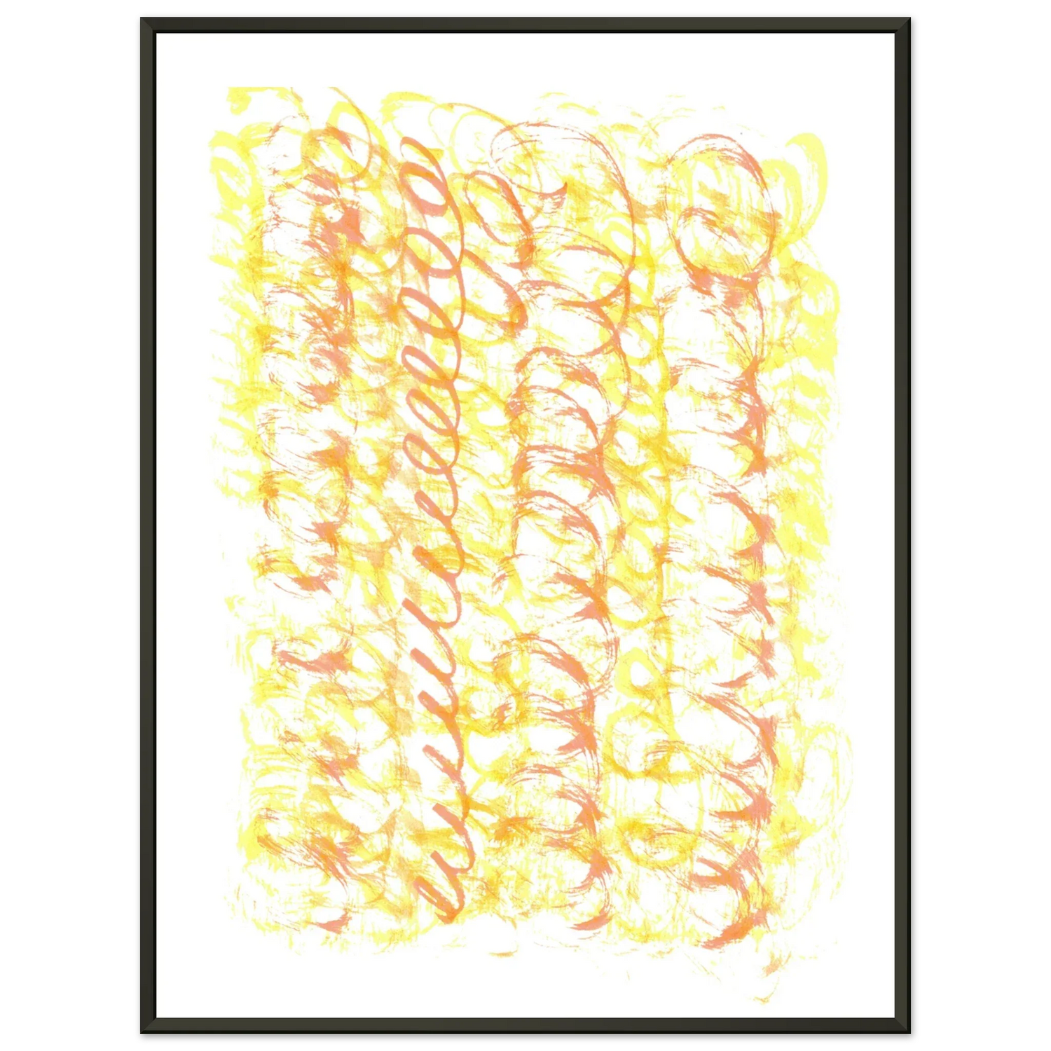 Classic Semi-Glossy Paper Metal Framed Post Yellow Waves - Laure Leprince - Artiste Peintre