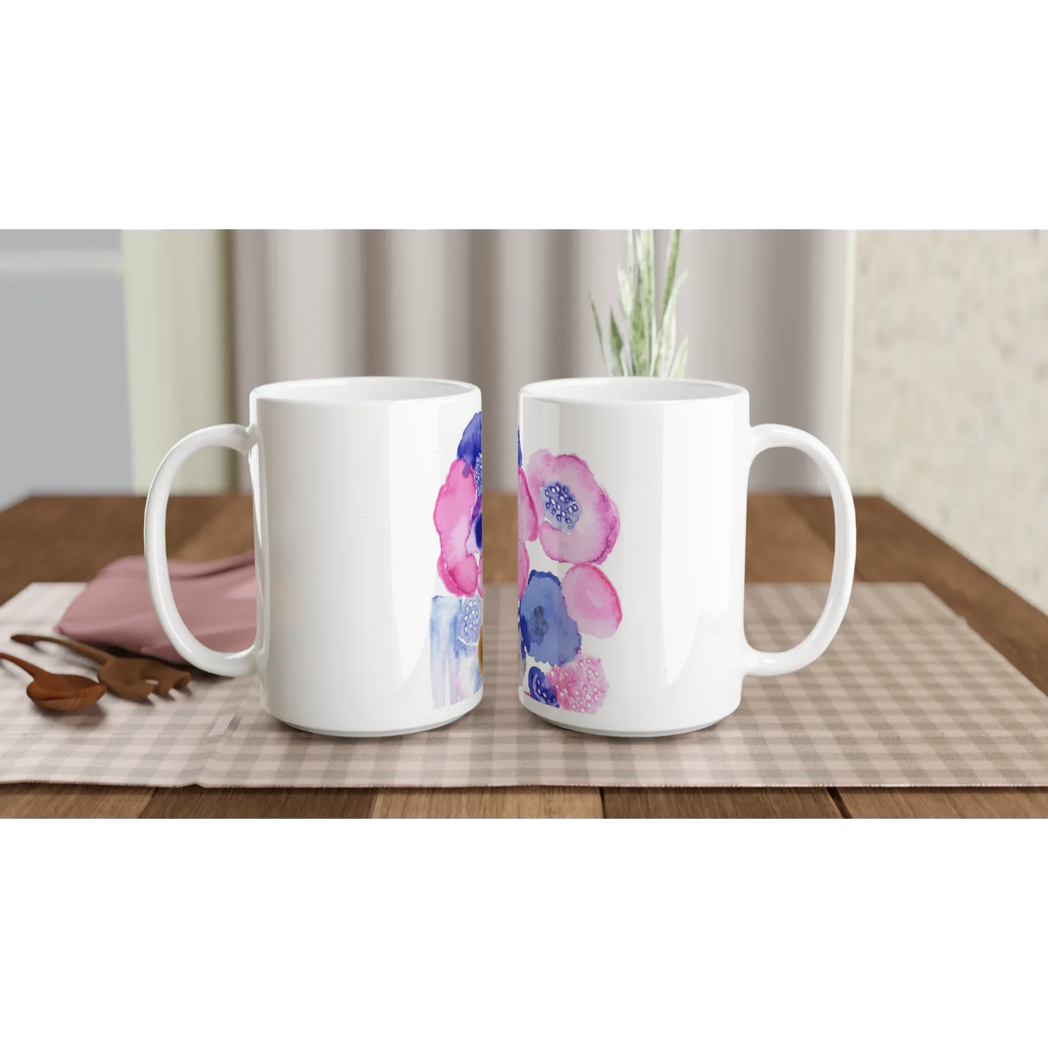 Mug en céramique blanche 44 cl boreales – Grand format, design et qualité durable - Laure Leprince - Artiste Peintre