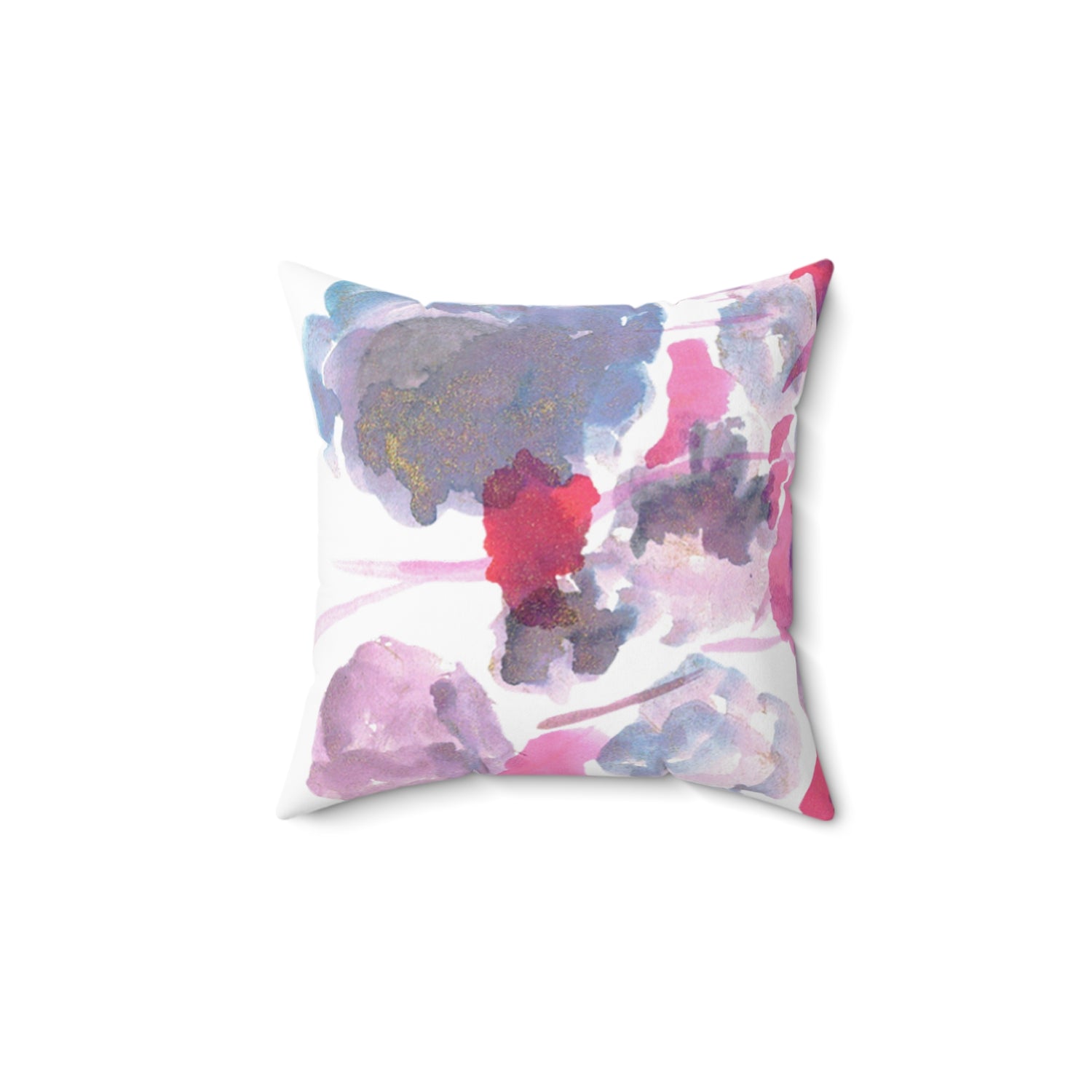 Square Throw Pillow Jardin des Ombrelles  — Minimal Rose Brushstroke Accent
