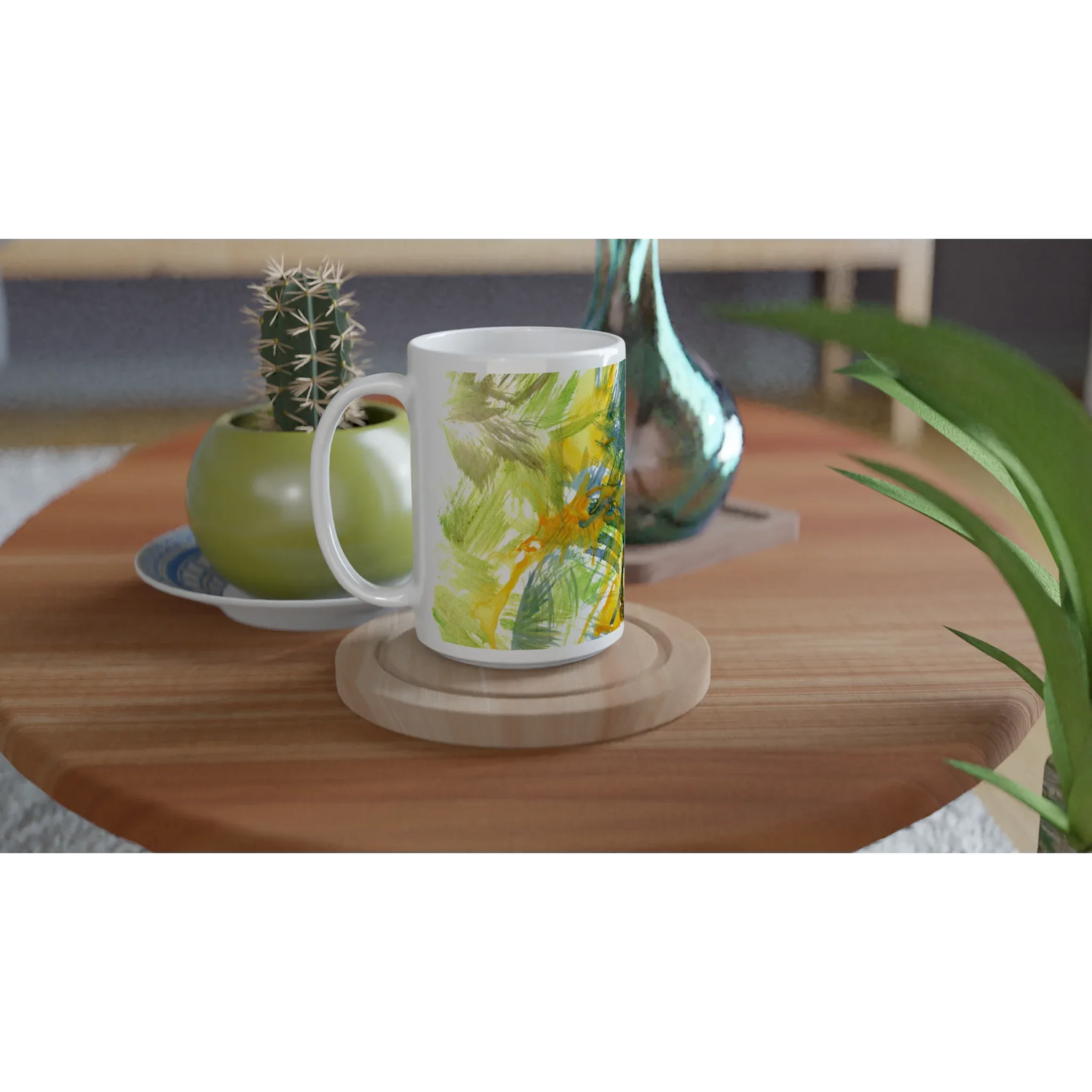 Mug en céramique blanche 44 cl Tempête Solaire – Grand format, design et qualité durable - Laure Leprince - Artiste Peintre