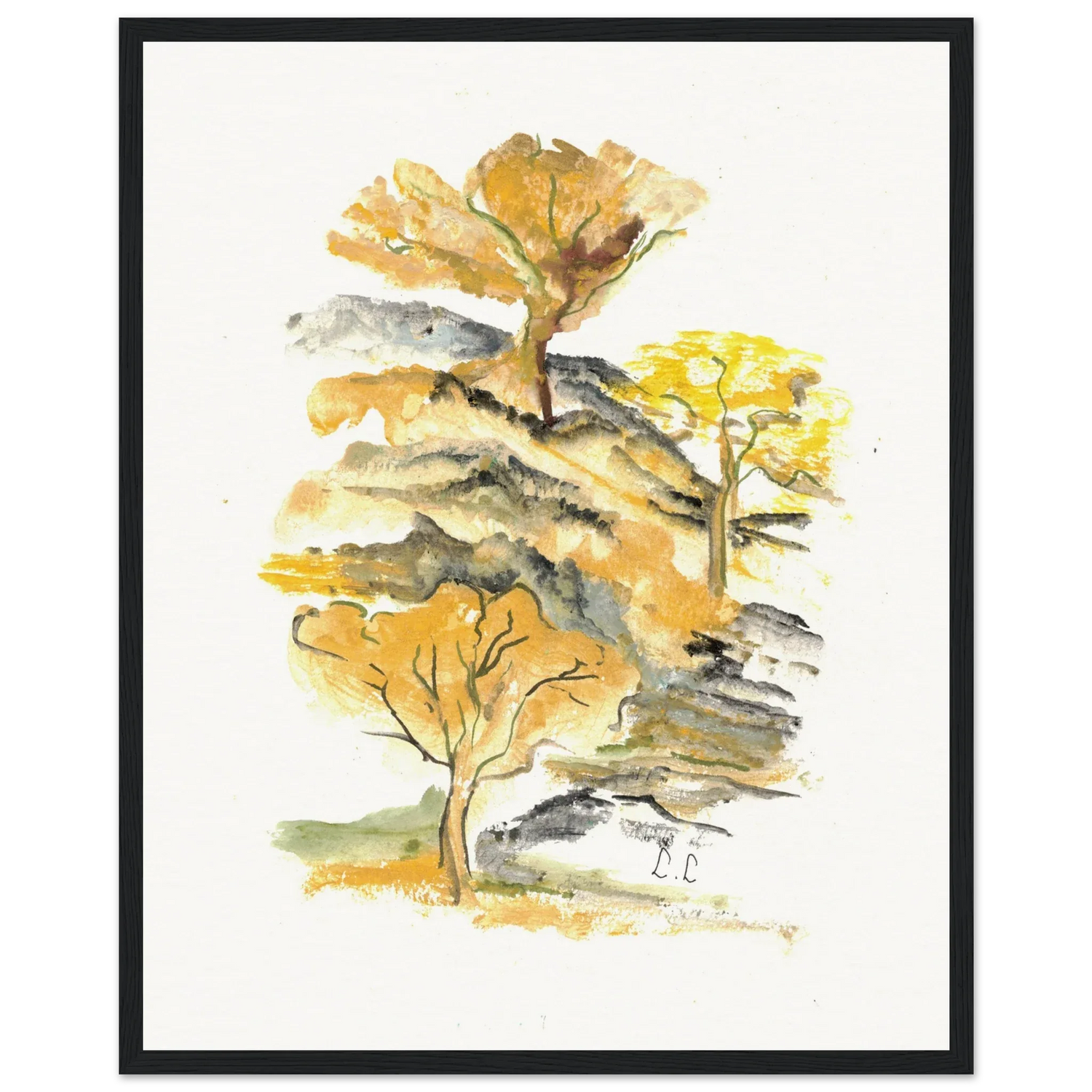 Museum-Quality Matte Paper Wooden Framed Poster Colline d'or - Laure Leprince - Artiste Peintre