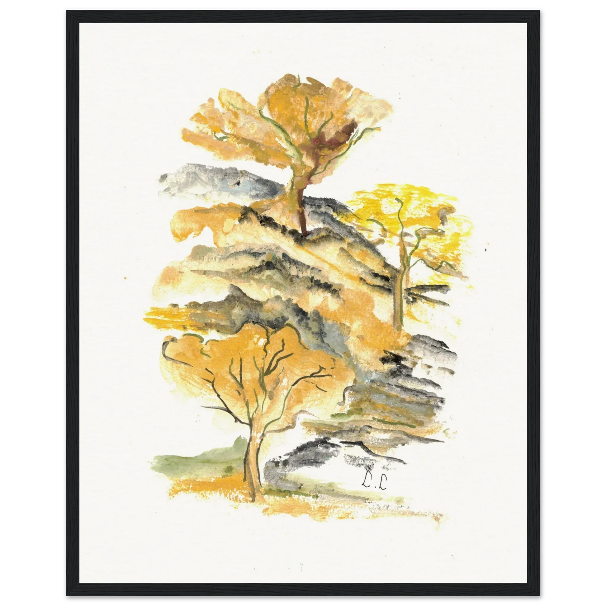 Museum-Quality Matte Paper Wooden Framed Poster Colline d'or - Laure Leprince - Artiste Peintre