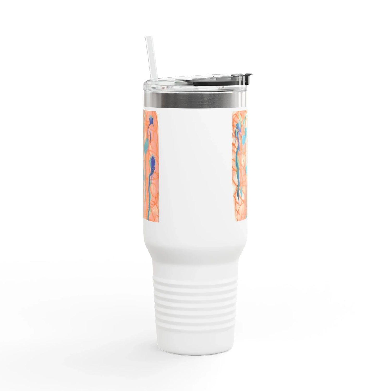 40oz Insulated Travel Mug – Saphir Ambre Watercolor Design - Laure Leprince - Artiste Peintre