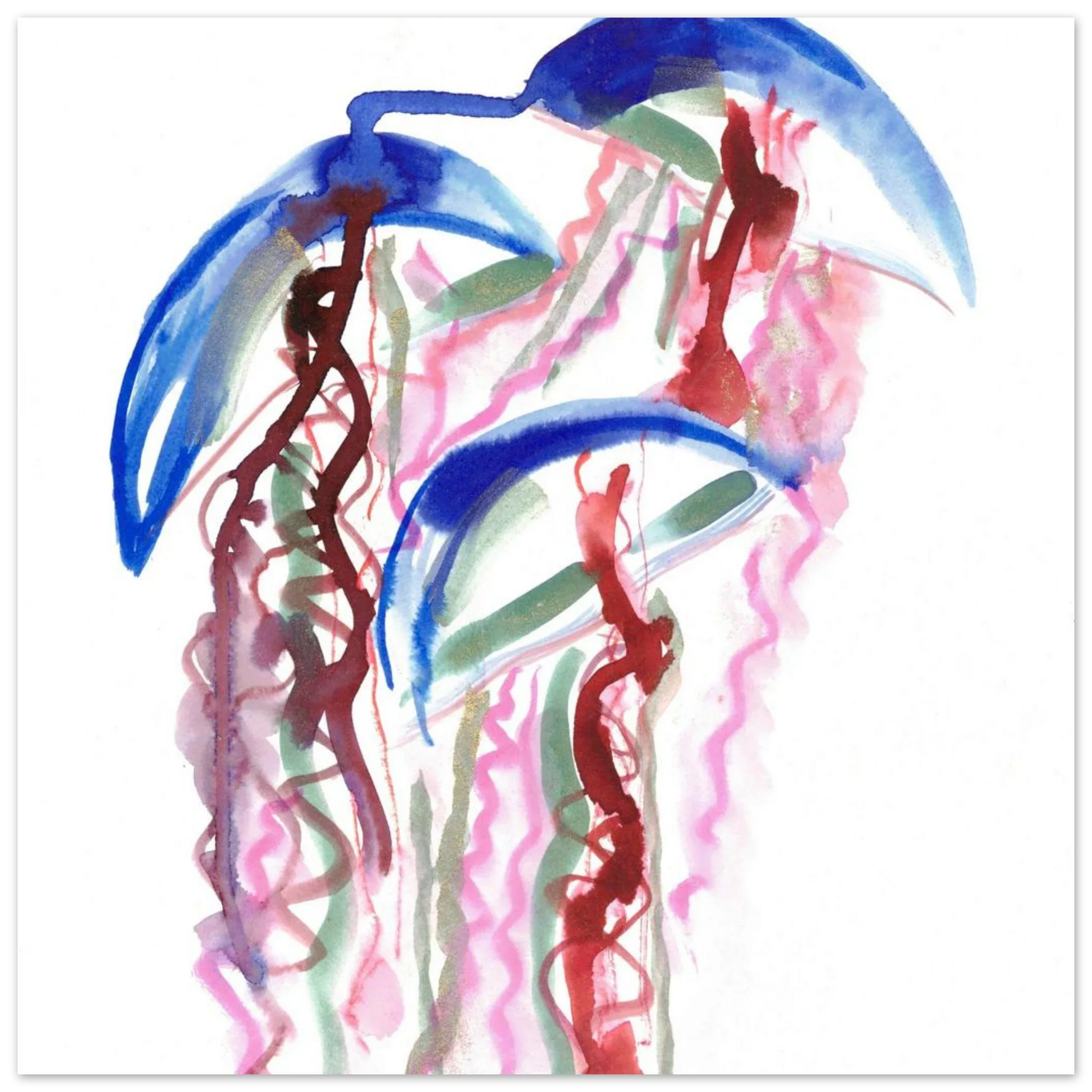Abstract Jellyfish Dance Premium Matte Paper Poster - Dynamic Watercolor Art - Laure Leprince - Artiste Peintre