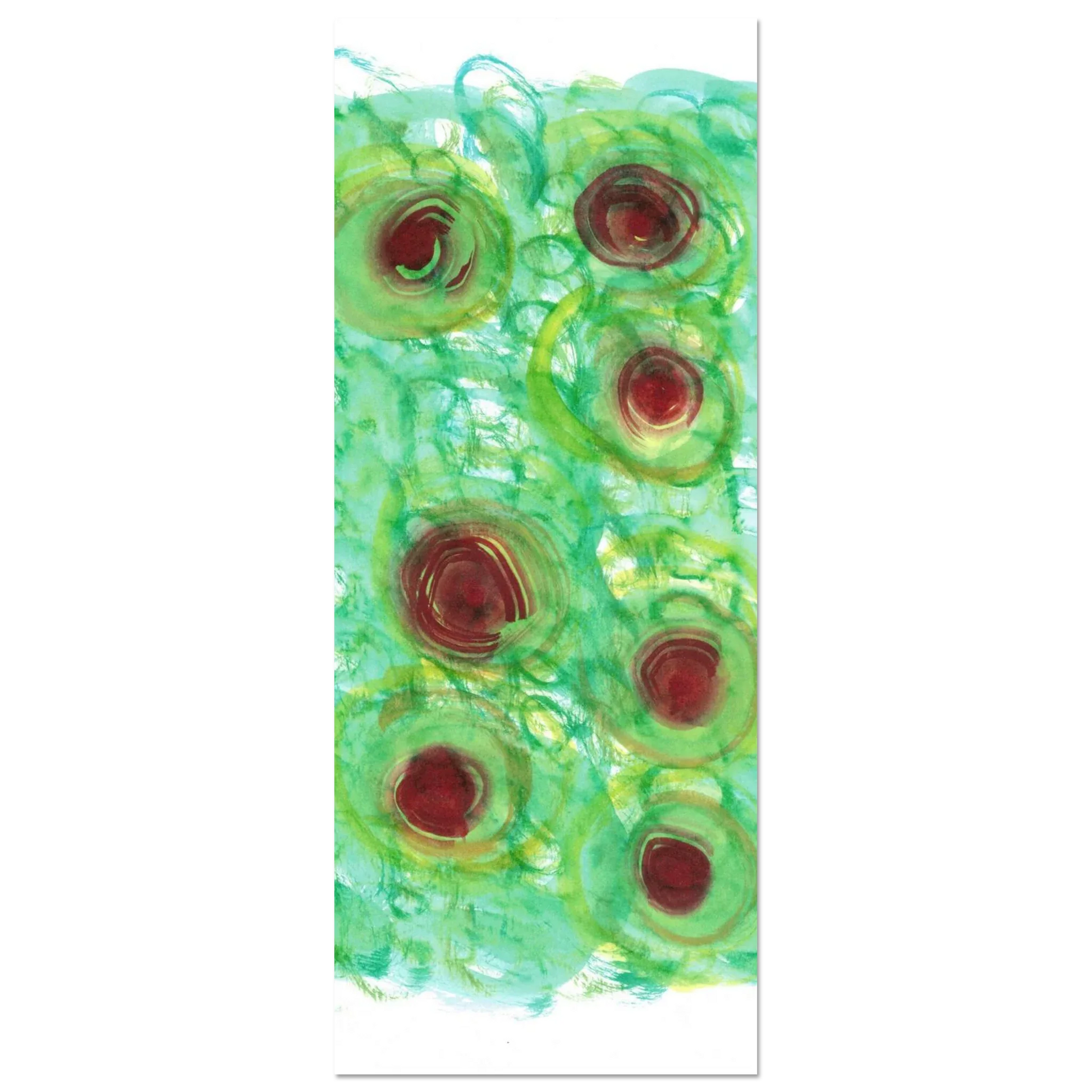 Abstract Floral Bloom Watercolor Poster - Vibrant Green & Red Art Print RDJ3-1 - Laure Leprince - Artiste Peintre