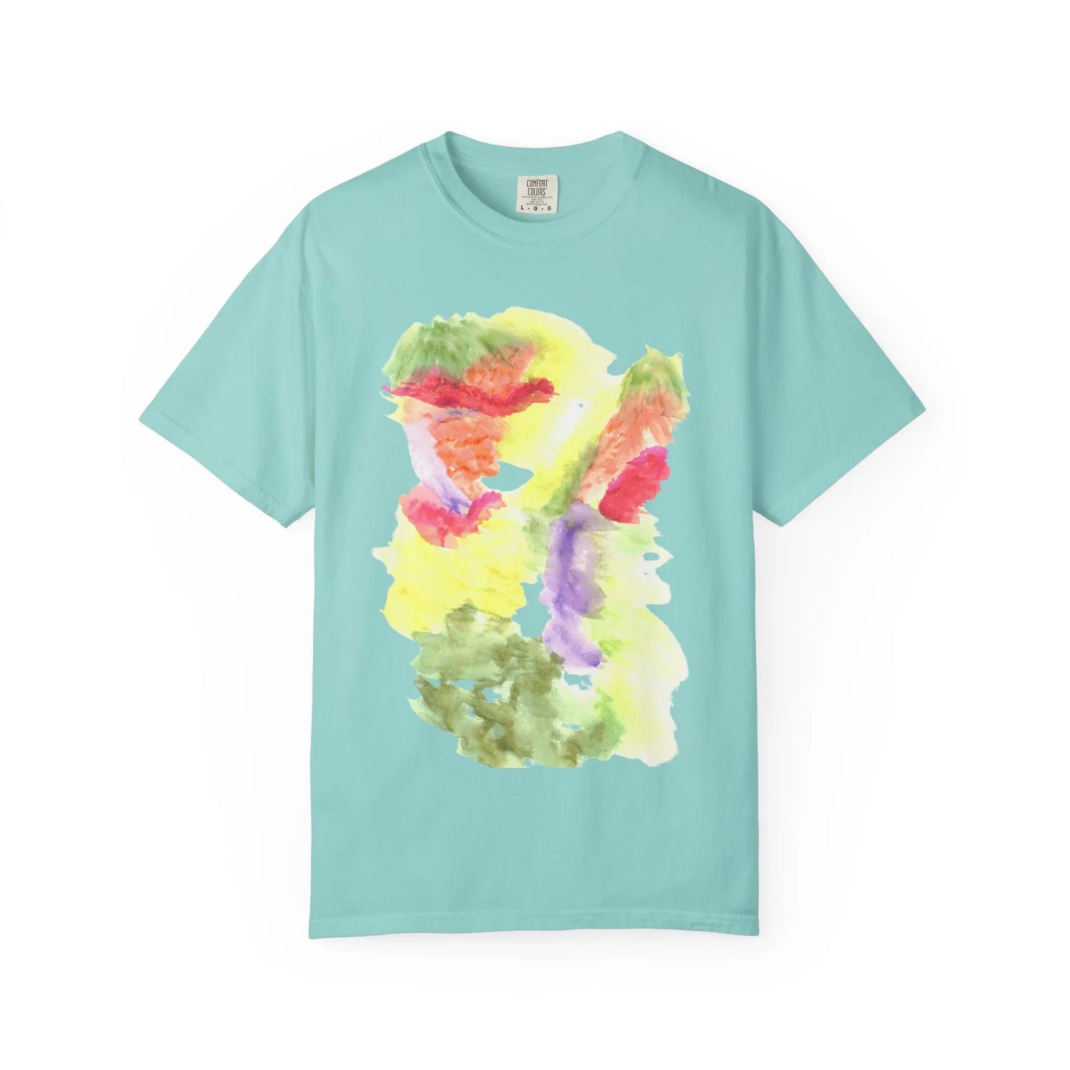 Abstract Eclosion Chromatique T-Shirt — Bright Watercolor Square Art Tee - Laure Leprince - Artiste Peintre