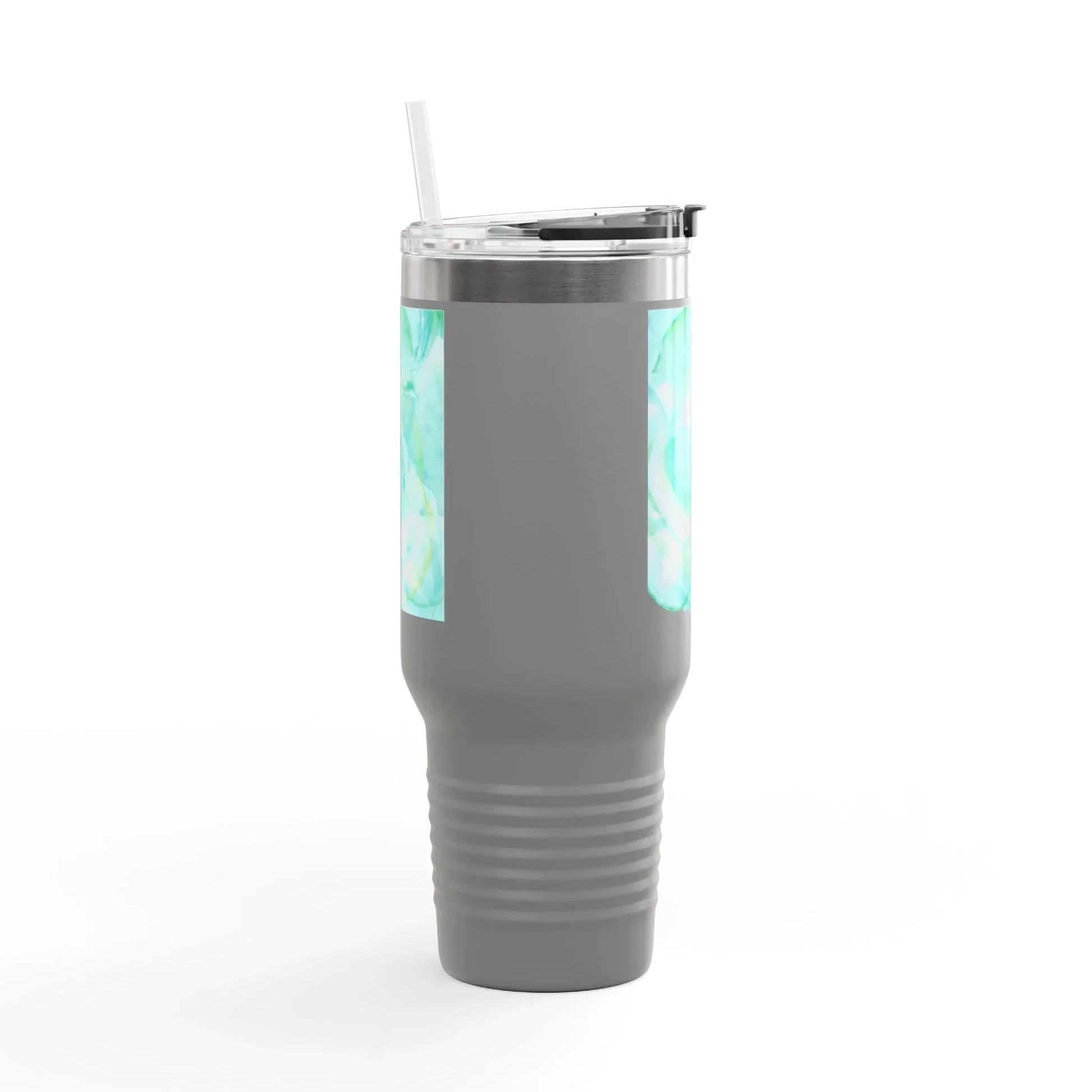 40oz Insulated Travel Mug – Aqua Bloom Watercolor Design - Laure Leprince - Artiste Peintre