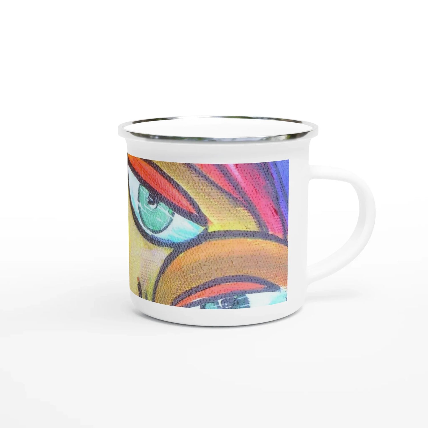 Mug en émail blanc 35 cl trouncho#2– Léger, vintage et résistant - Laure Leprince - Artiste Peintre