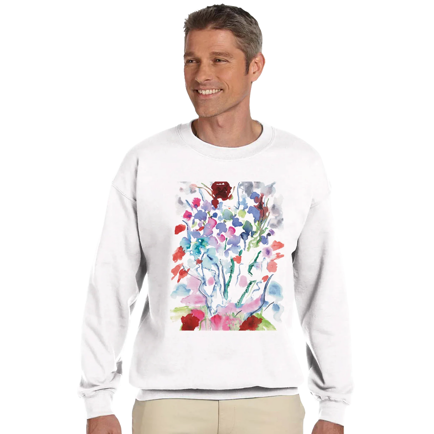 Sweatshirt Unisexe Classique Flora l– Impression Artistique Multicolore | Premium Cotton Blend - Laure Leprince - Artiste Peintre
