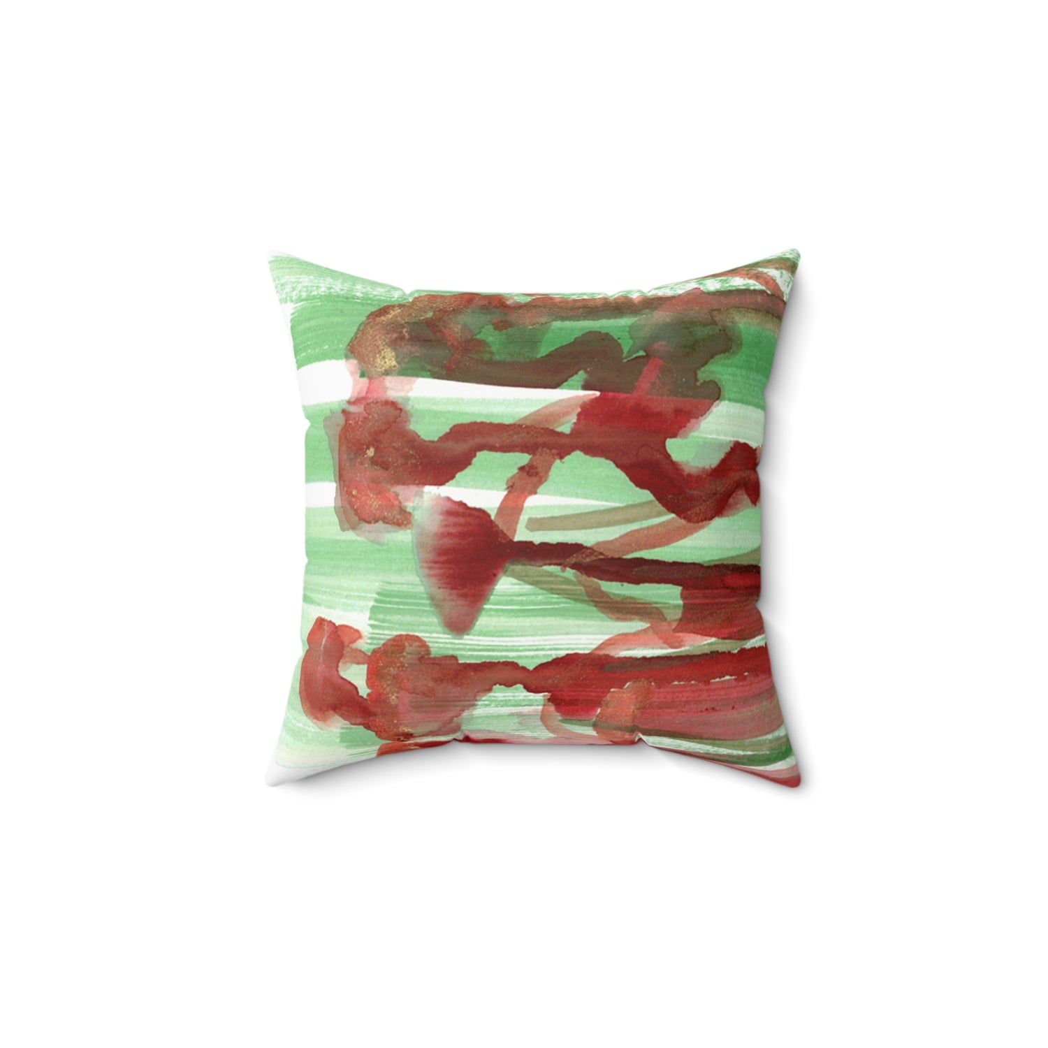 Square Throw Pillow Forest Choir — Minimal Red Brushstroke Accent