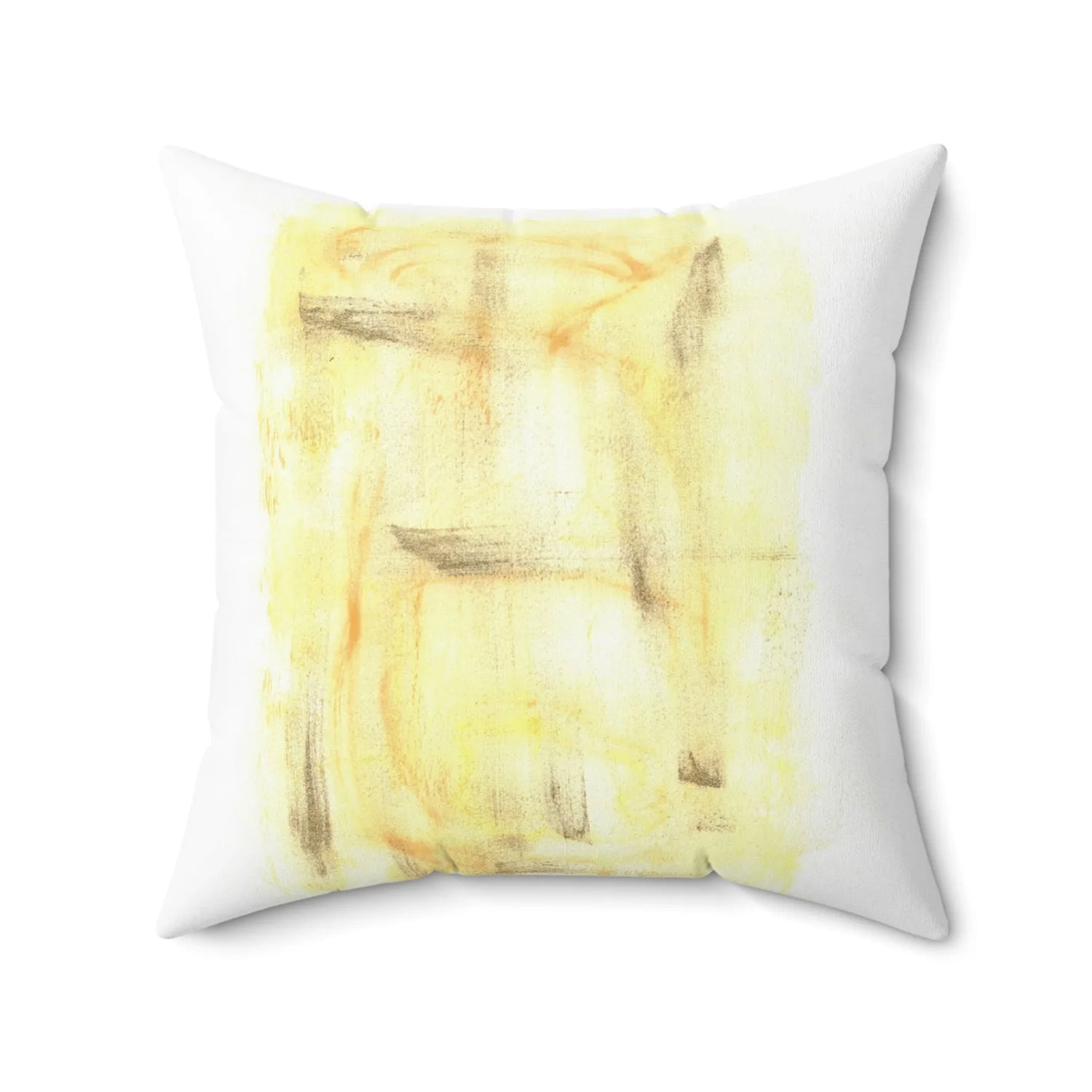 Square Throw Pillow Golden Haze — Minimal Brushstroke Accent - Laure Leprince - Artiste Peintre