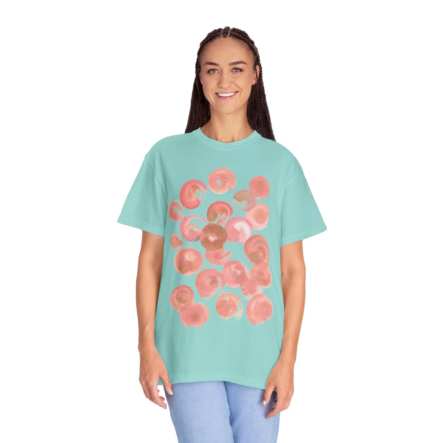 Abstract Rosee Petale T-Shirt — Bright Watercolor Square Art Tee - Laure Leprince - Artiste Peintre