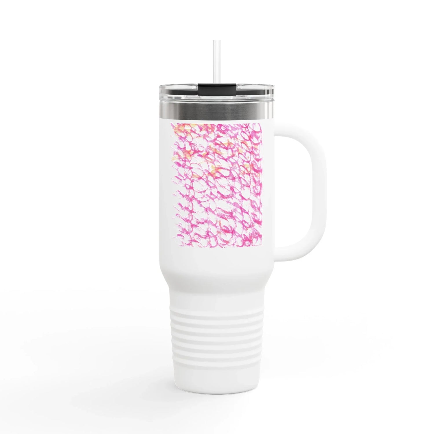 40oz Insulated Travel Mug – Pink Waves Watercolor Design - Laure Leprince - Artiste Peintre