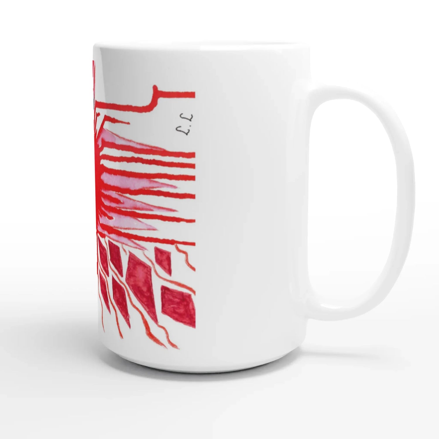 Mug en céramique blanche 44 cl Rouge– Grand format, design et qualité durable - Laure Leprince - Artiste Peintre