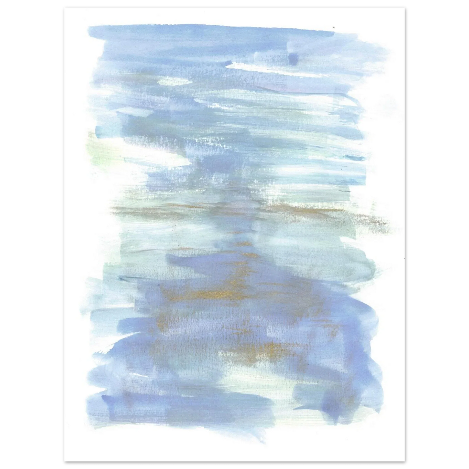 Abstract Horizon Watercolor Art Print - Serene Blue & Gold Matte Paper Poster for Modern Spaces - Laure Leprince - Artiste Peintre