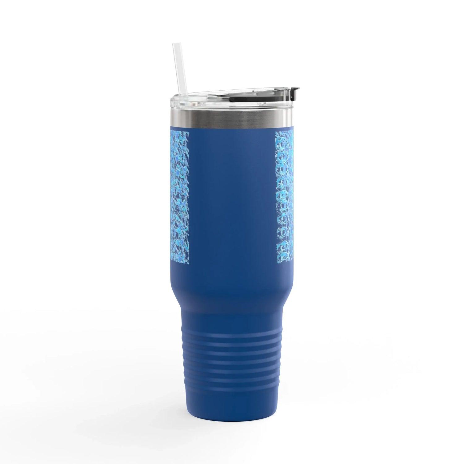 40oz Insulated Travel Mug – Blue Waves Watercolor Design - Laure Leprince - Artiste Peintre