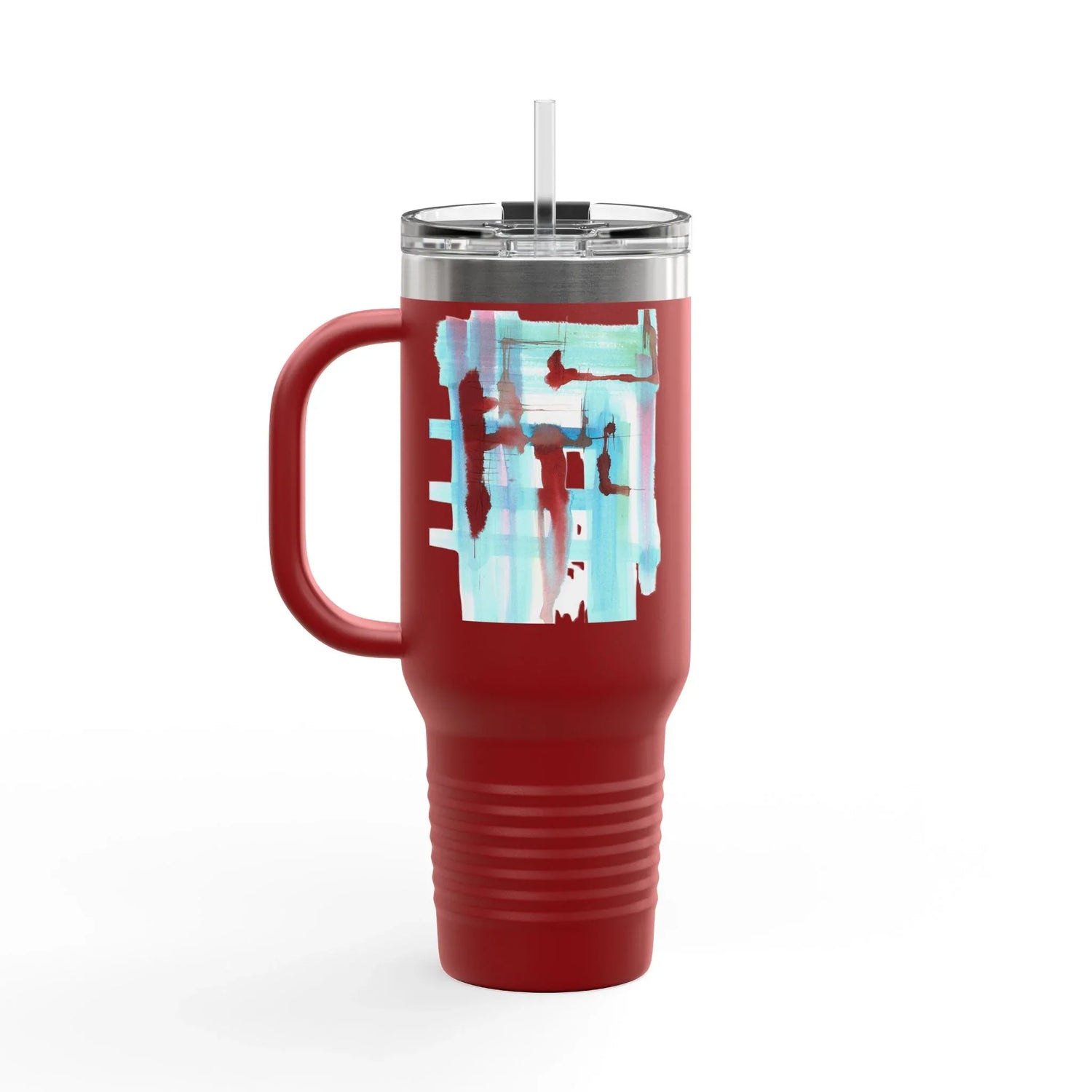 40oz Insulated Travel Mug – Stuctures Liquides Watercolor Design - Laure Leprince - Artiste Peintre