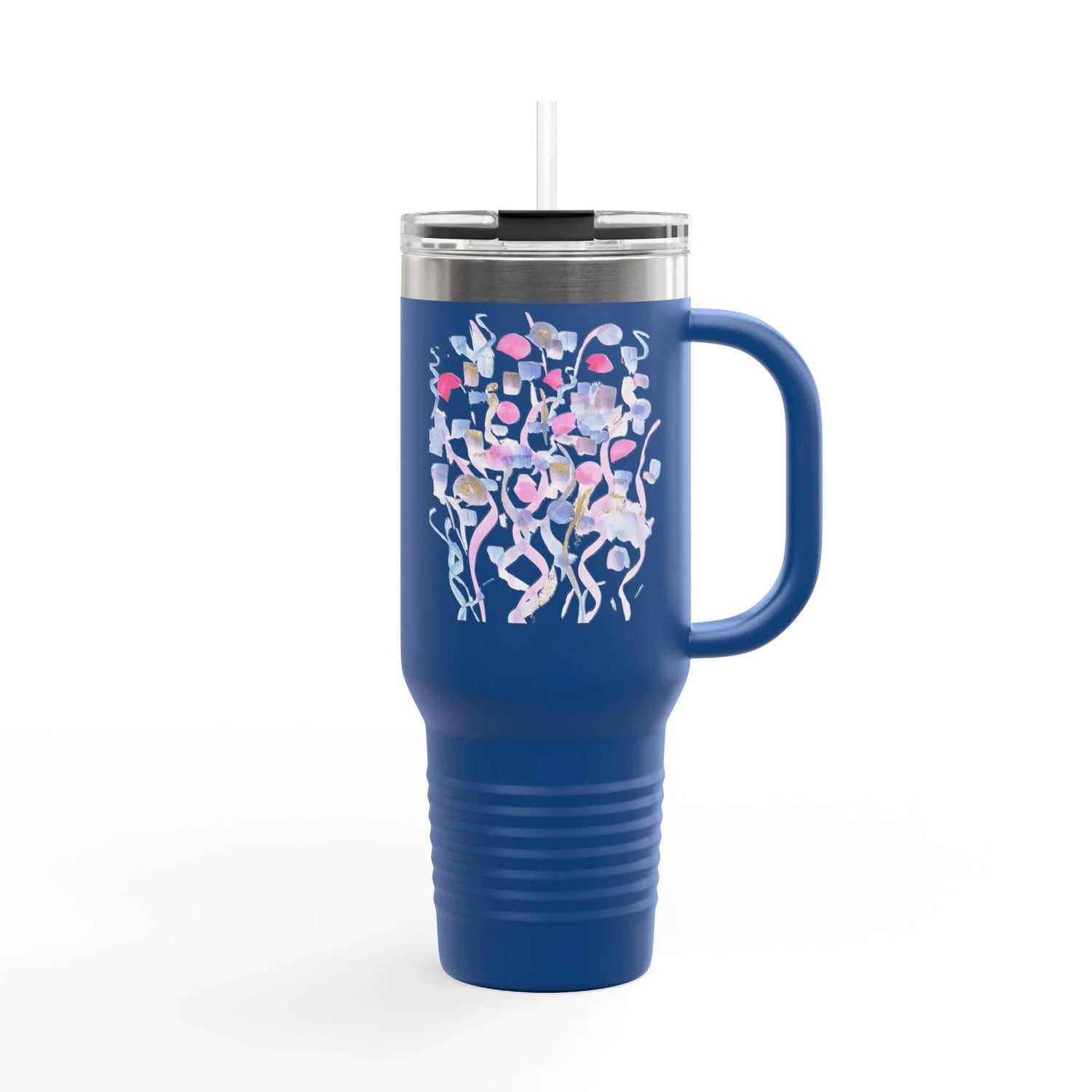 40oz Insulated Travel Mug – Petal Drift Watercolor Design - Laure Leprince - Artiste Peintre