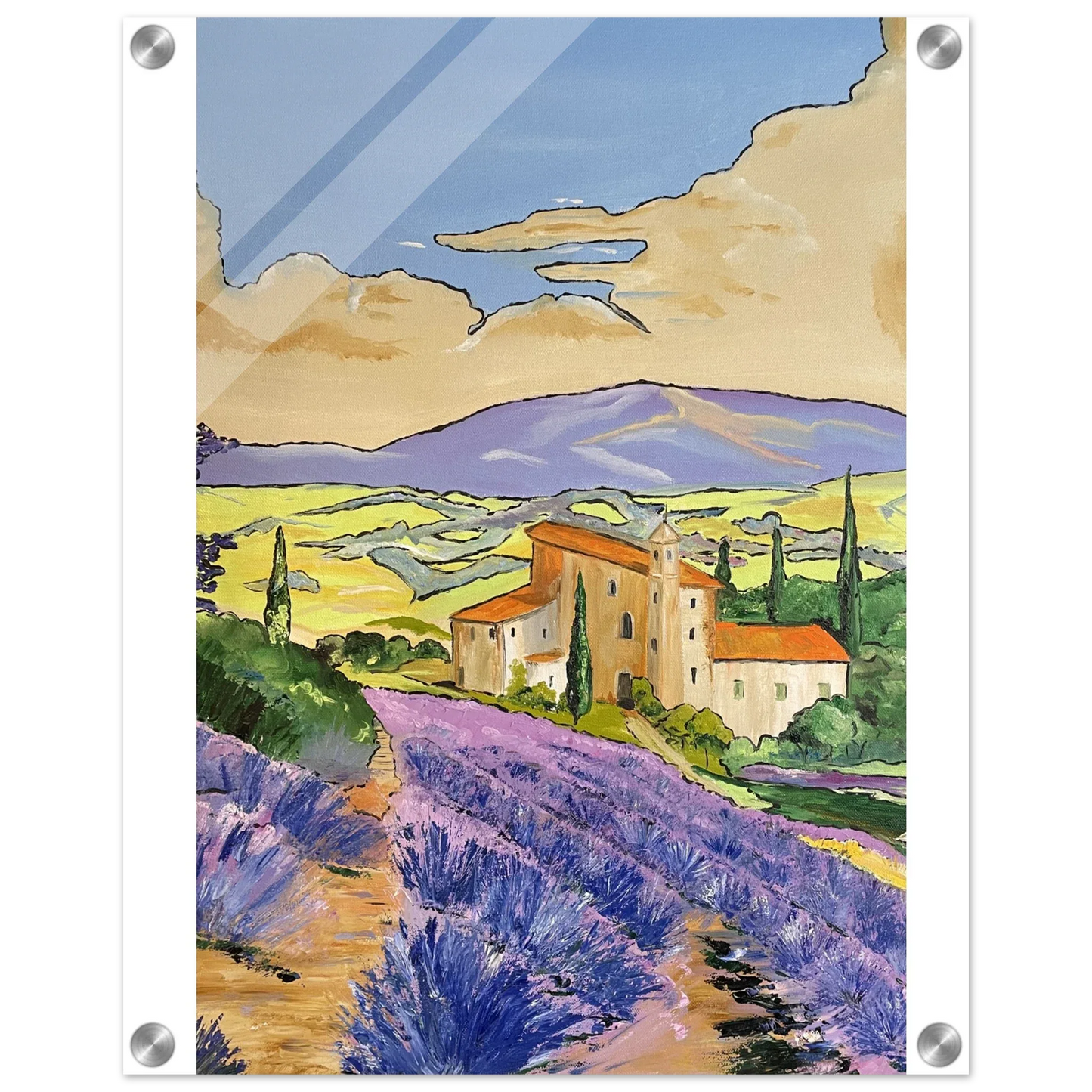Impression sur acrylique brillante Mas en Provence | Art contemporain par Laure Leprince - Laure Leprince - Artiste Peintre