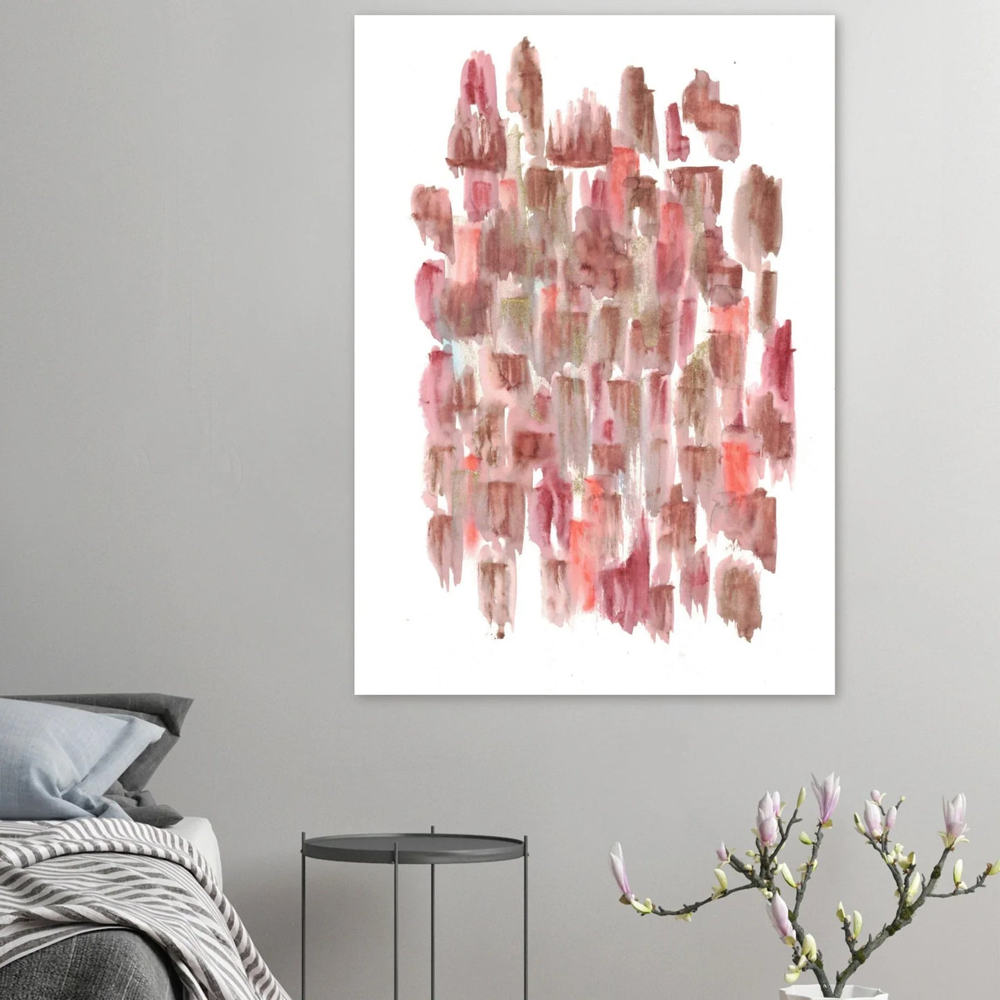 Abstract Watercolor Brushstrokes Matte Poster - Earthy Hues & Gold Flecks - Laure Leprince - Artiste Peintre
