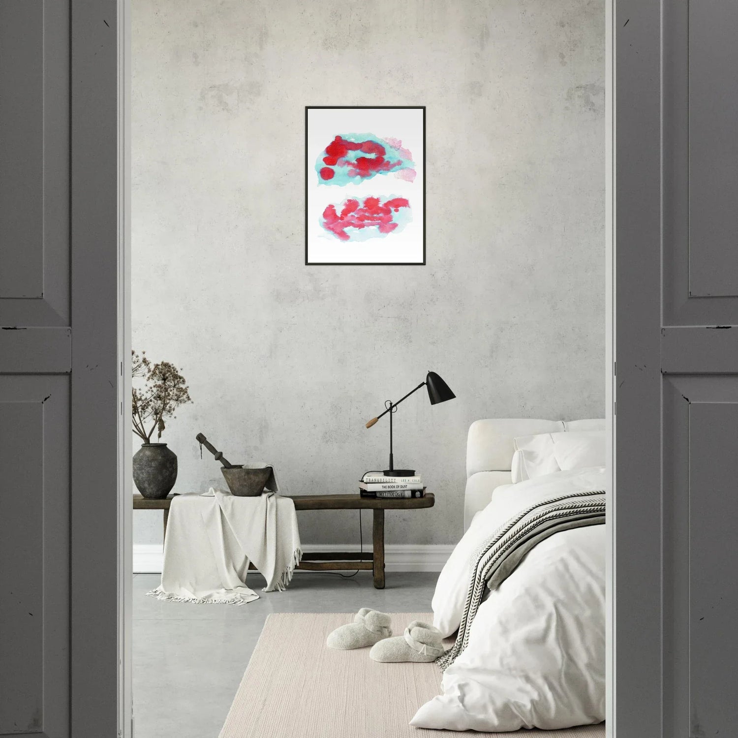 Classic Semi-Glossy Paper Metal Framed Poste Brumes Carmin - Laure Leprince - Artiste Peintre