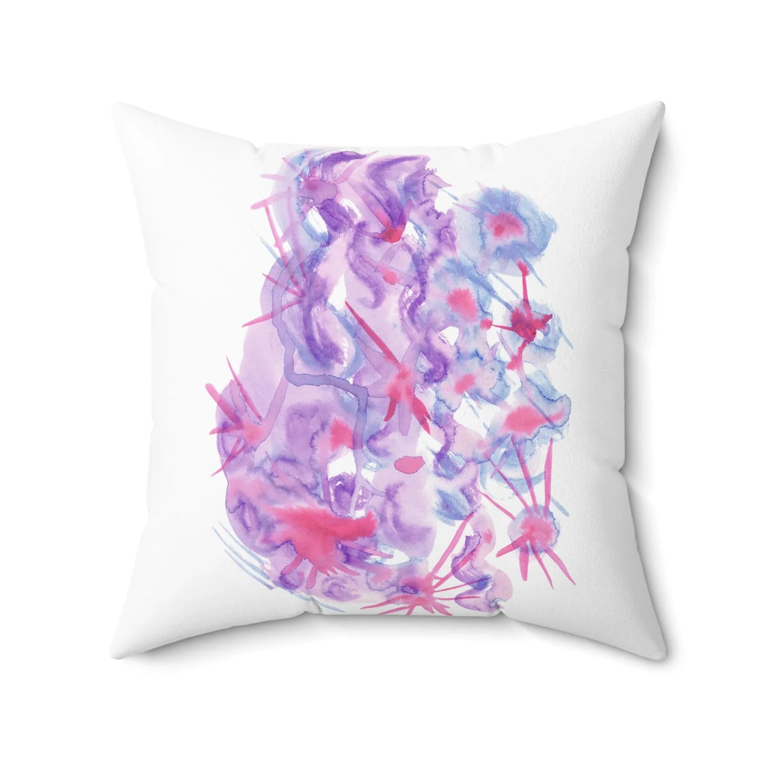 Square Throw Pillow Nebuleuse Pourpre — Minimal Brushstroke Accent - Laure Leprince - Artiste Peintre