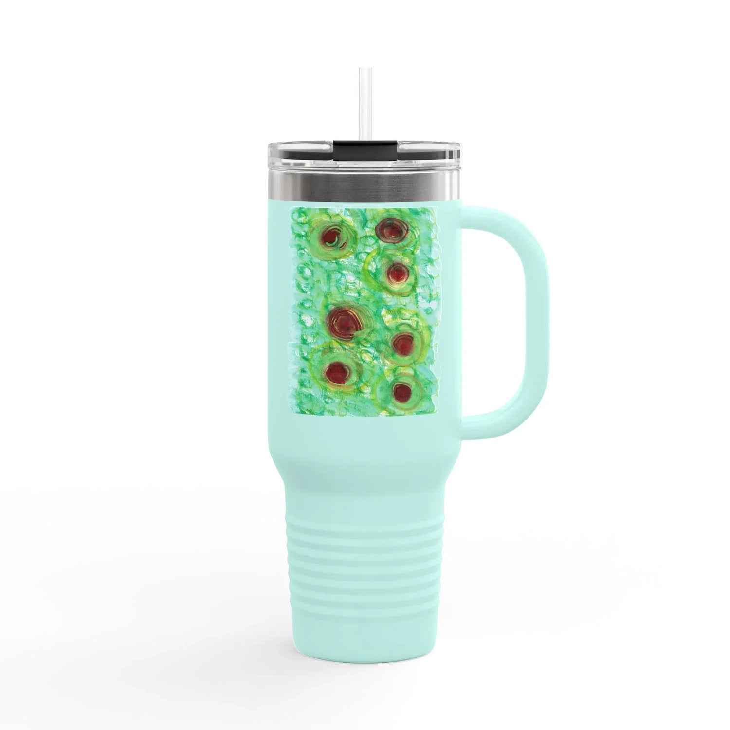 40oz Insulated Travel Mug – green Echo Watercolor Design - Laure Leprince - Artiste Peintre