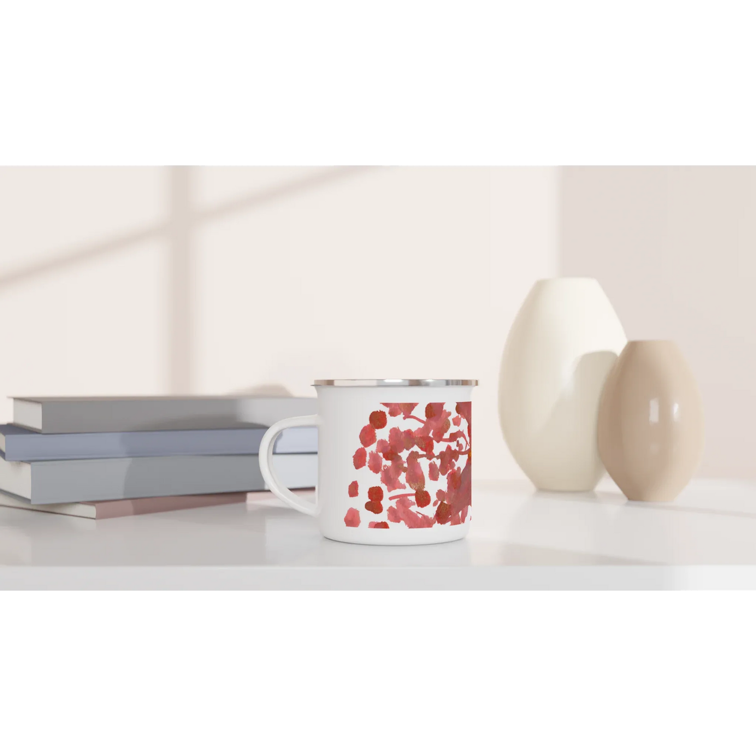 Mug en émail blanc 35 cl Bois de Rubis – Léger, vintage et résistant - Laure Leprince - Artiste Peintre