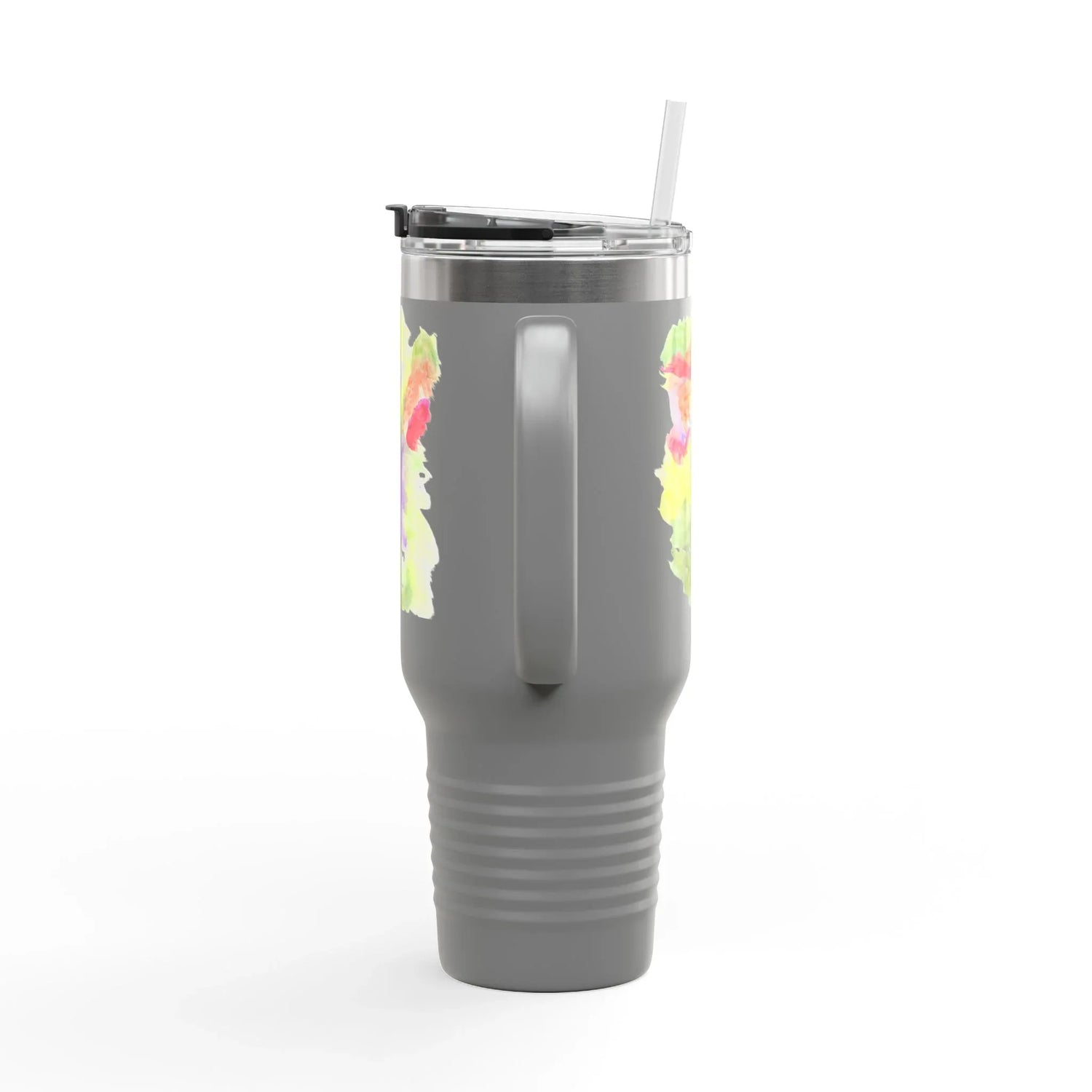 40oz Insulated Travel Mug – Eclosion Chromatique Watercolor Design - Laure Leprince - Artiste Peintre