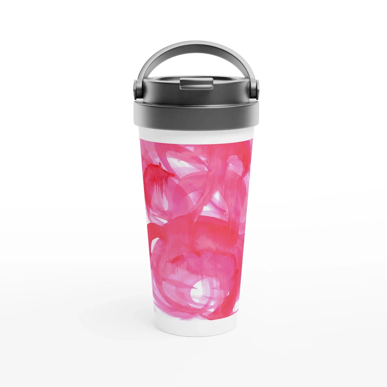 Mug de voyage isotherme 450 ml (15 oz) Ruby Drift - Étanche, réutilisable et design artistique - Laure Leprince - Artiste Peintre