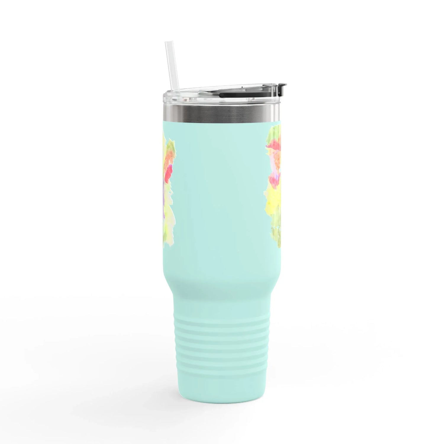40oz Insulated Travel Mug – Eclosion Chromatique Watercolor Design - Laure Leprince - Artiste Peintre