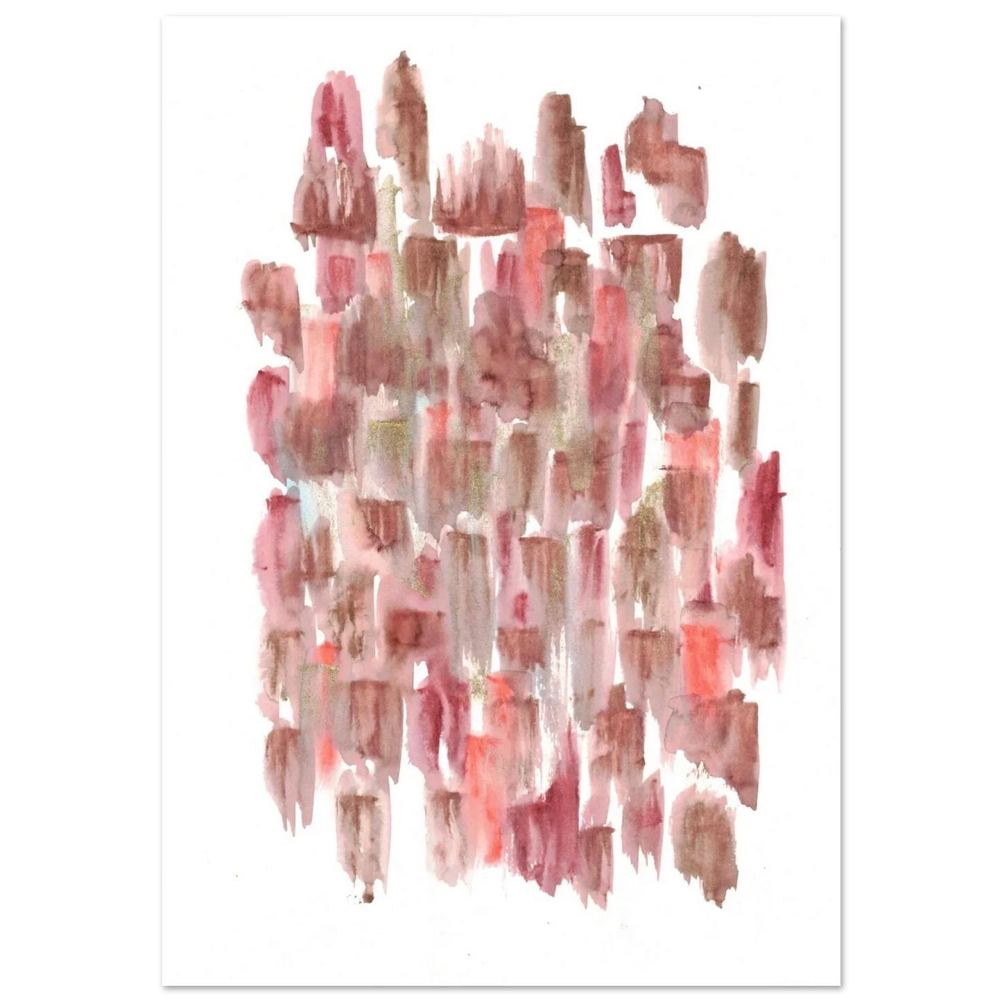 Abstract Watercolor Brushstrokes Matte Poster - Earthy Hues & Gold Flecks - Laure Leprince - Artiste Peintre