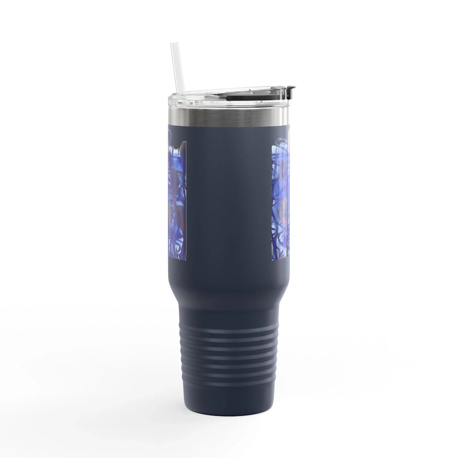 40oz Insulated Travel Mug – Silence Indigo Watercolor Design - Laure Leprince - Artiste Peintre