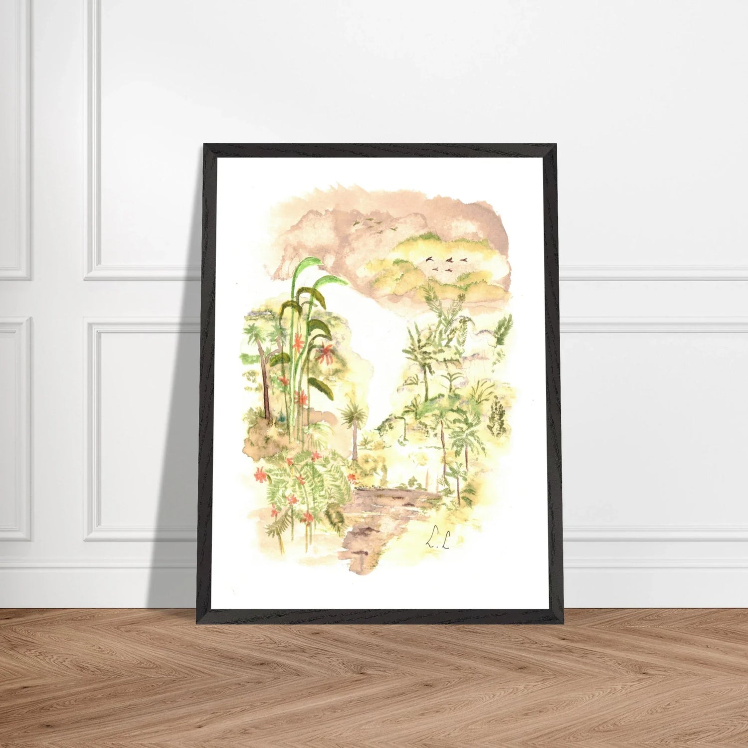 Premium Wooden Framed Poster With Premium Matte Paper Jungle - Laure Leprince - Artiste Peintre