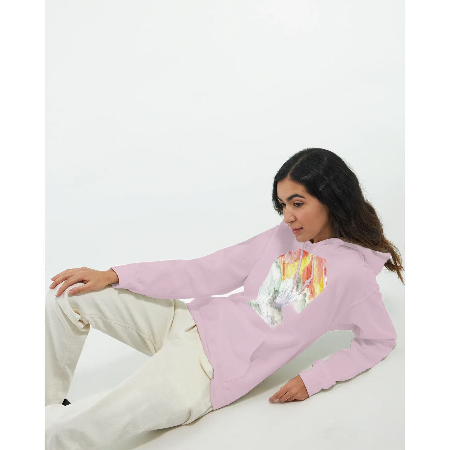 Sweat à capuche unisexe artistiqueLavander Drift| Gildan® 18500 White - Laure Leprince - Artiste Peintre